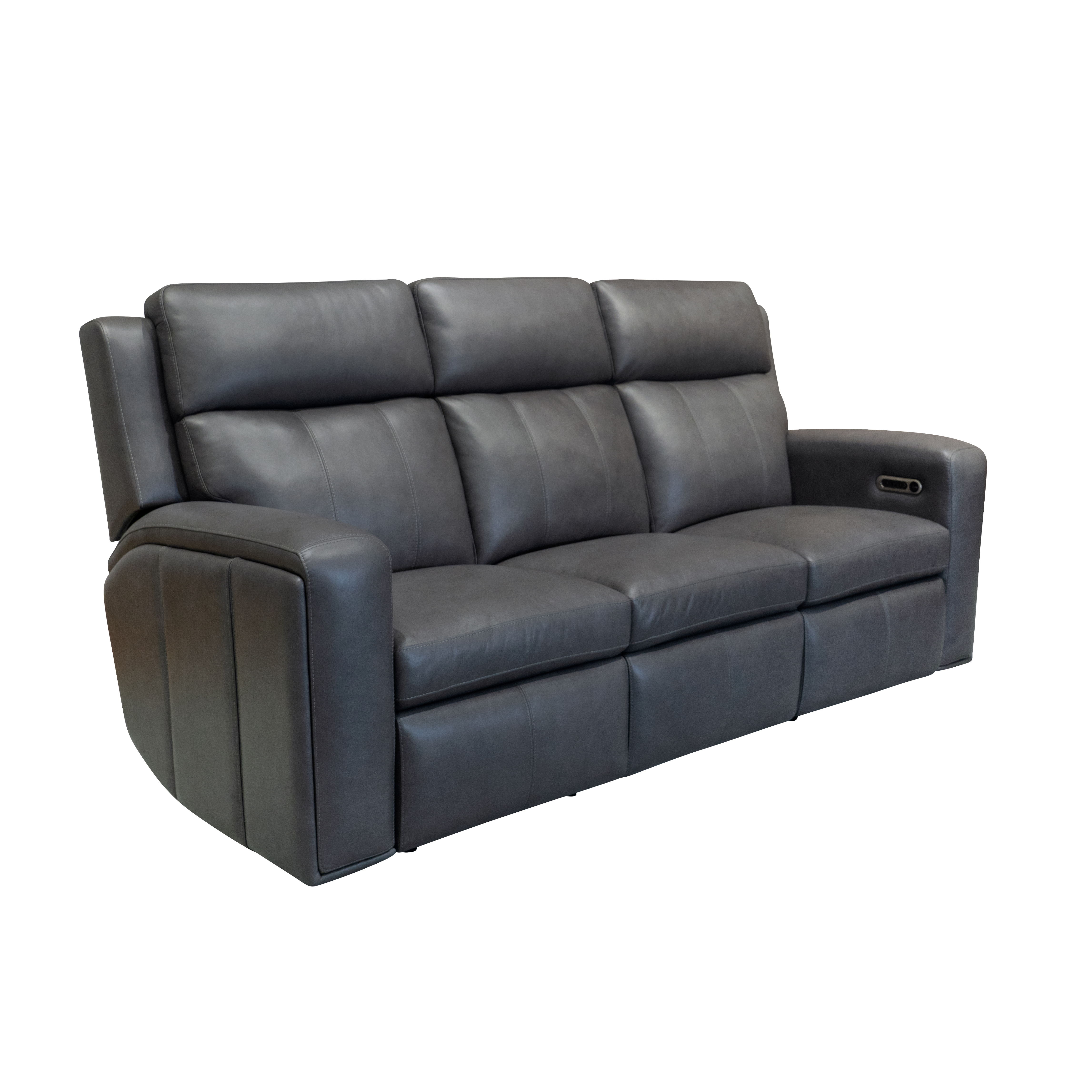 Wyatt - Power Reclining Sofa With Power Headrests & Lumbar - Gunmetal, dark gray