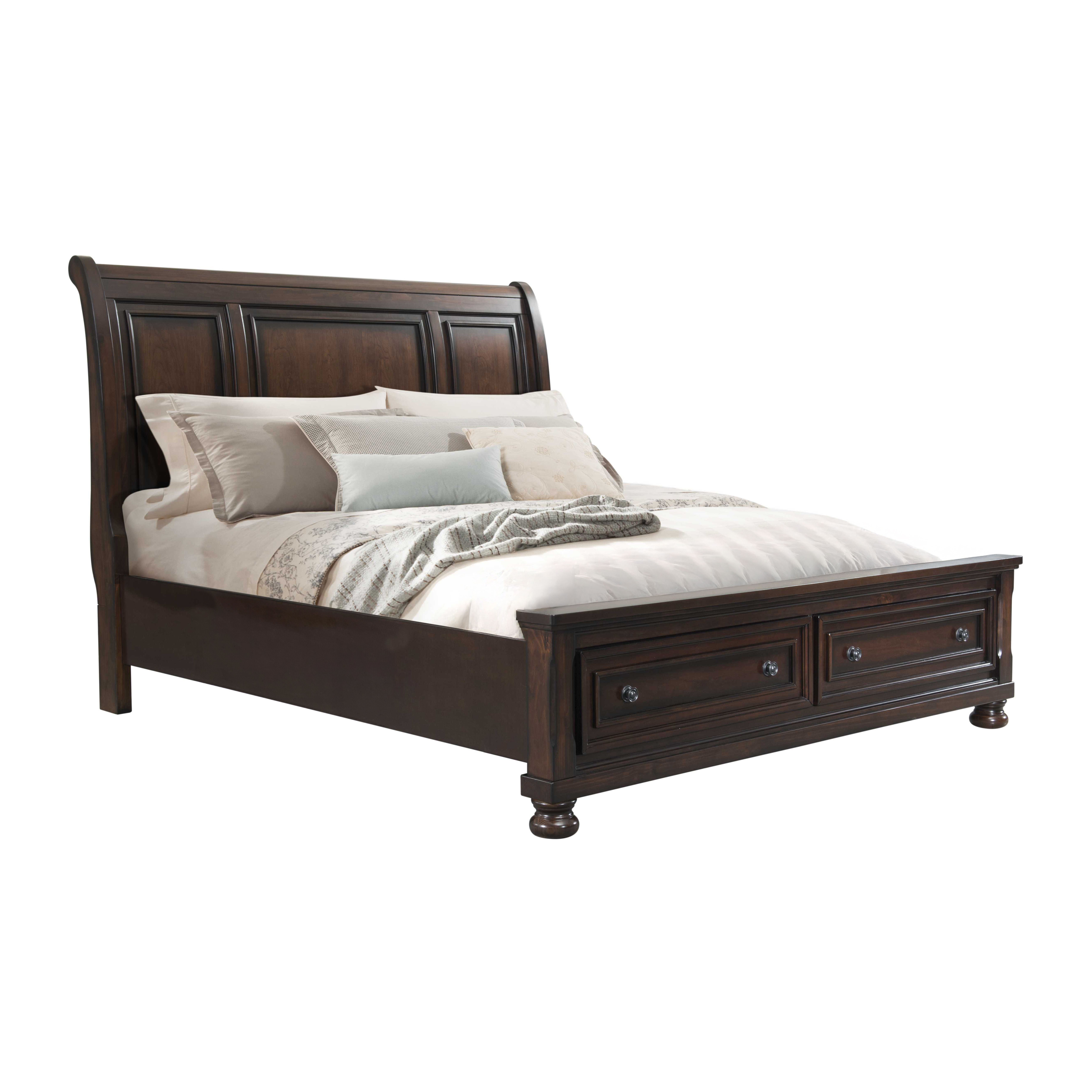 Kingston - King Bed With Storage Footboard And Non-Storage Rails - Walnut