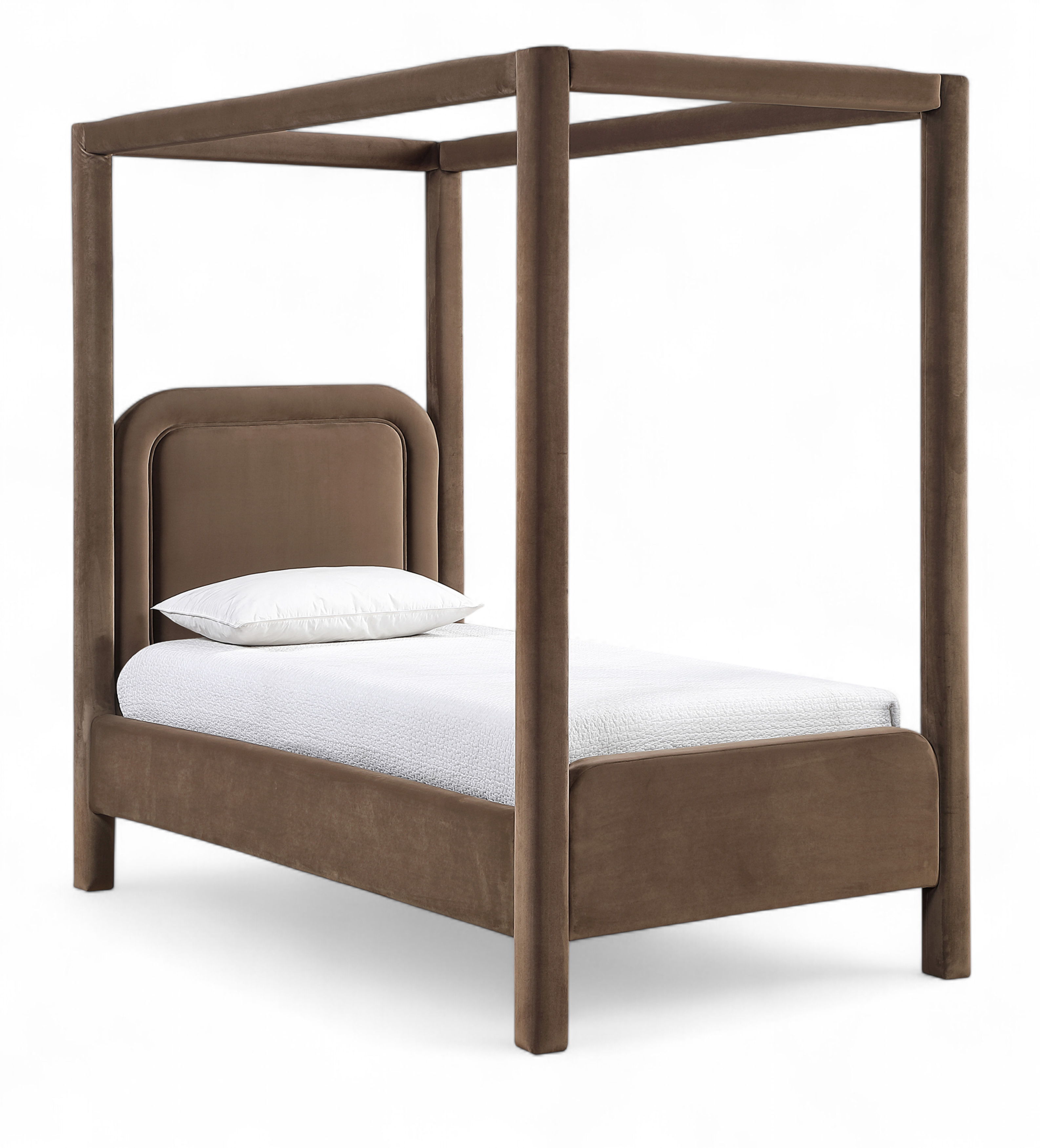 Salina - Velvet Upholstered Twin Bed - Brown