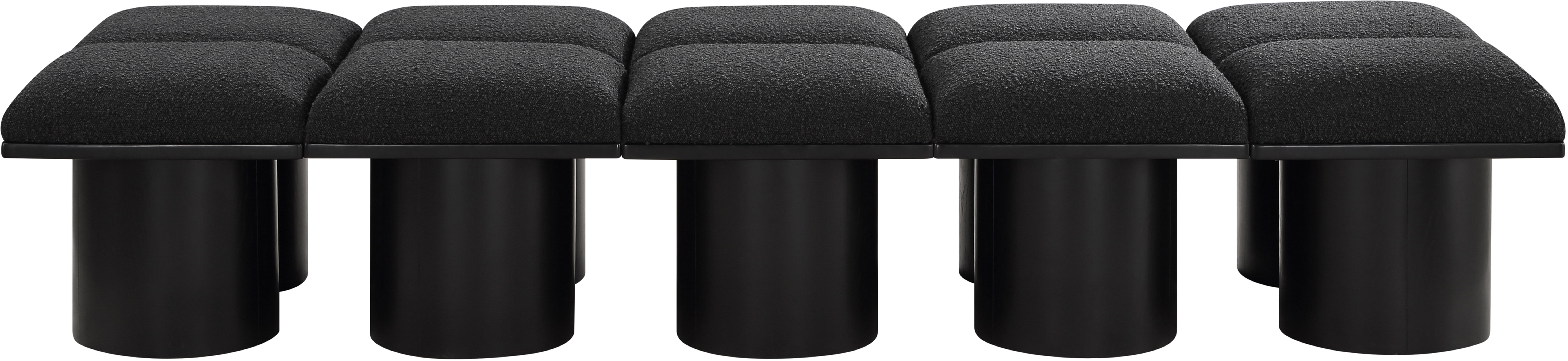 Pavilion - 90" 10 Piece Modular Bench With Black Base - Black