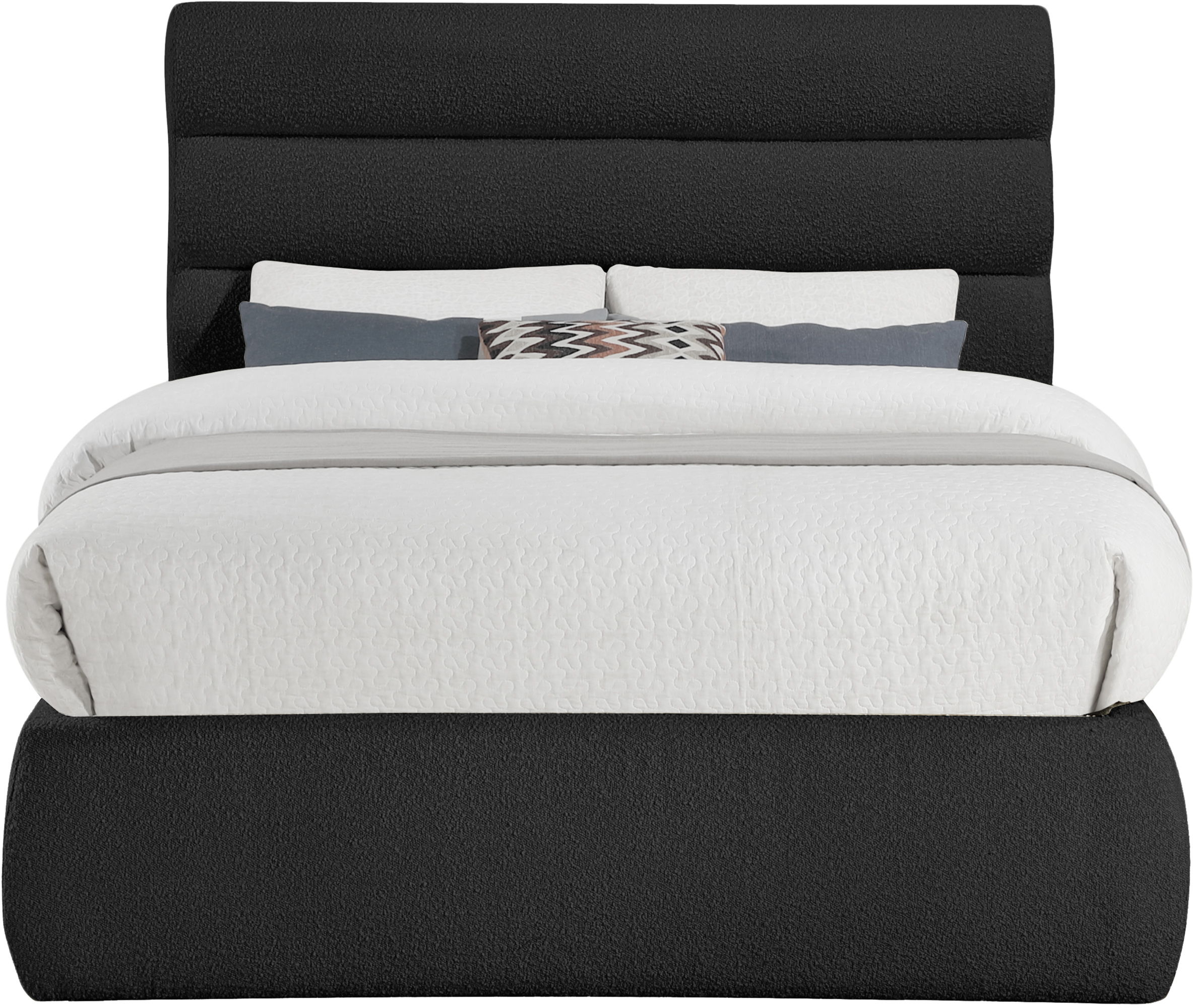 Adam - Boucle Fabric Full Bed With 52" Headboard - Black