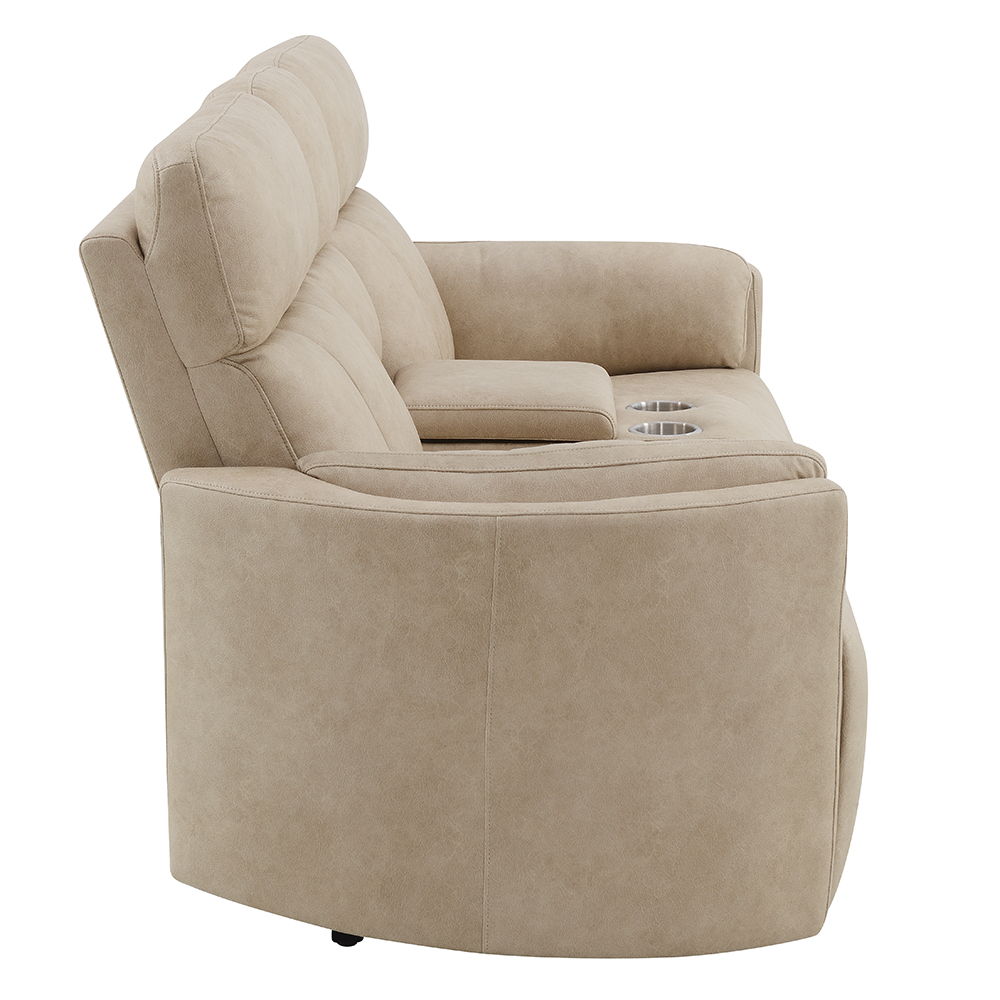 Elison - Motion Loveseat With Console - Dark Beige Polish Microfiber, beige, view 4