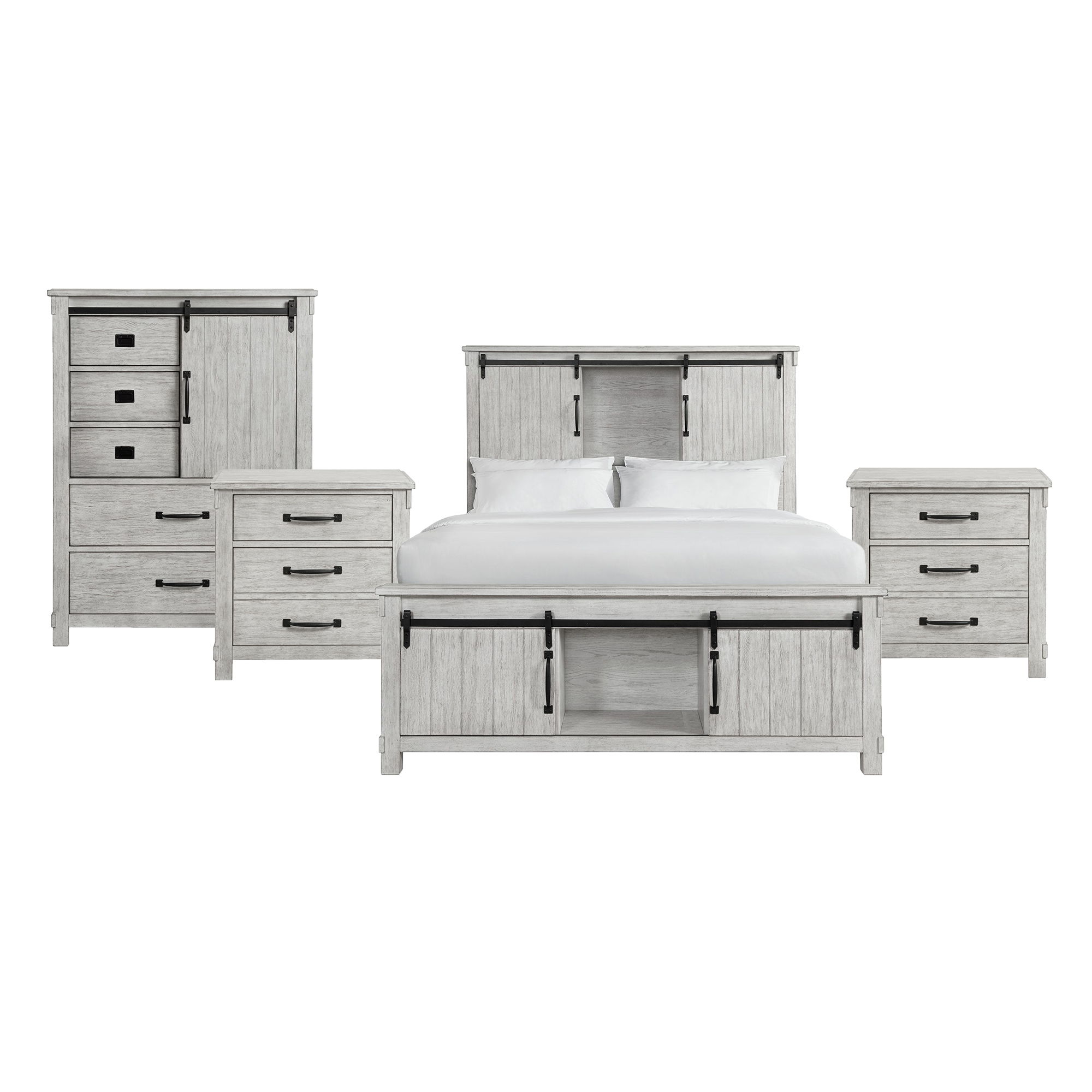 Queen · 4 Pc · Bedroom Set With 2 Nightstands & Chest