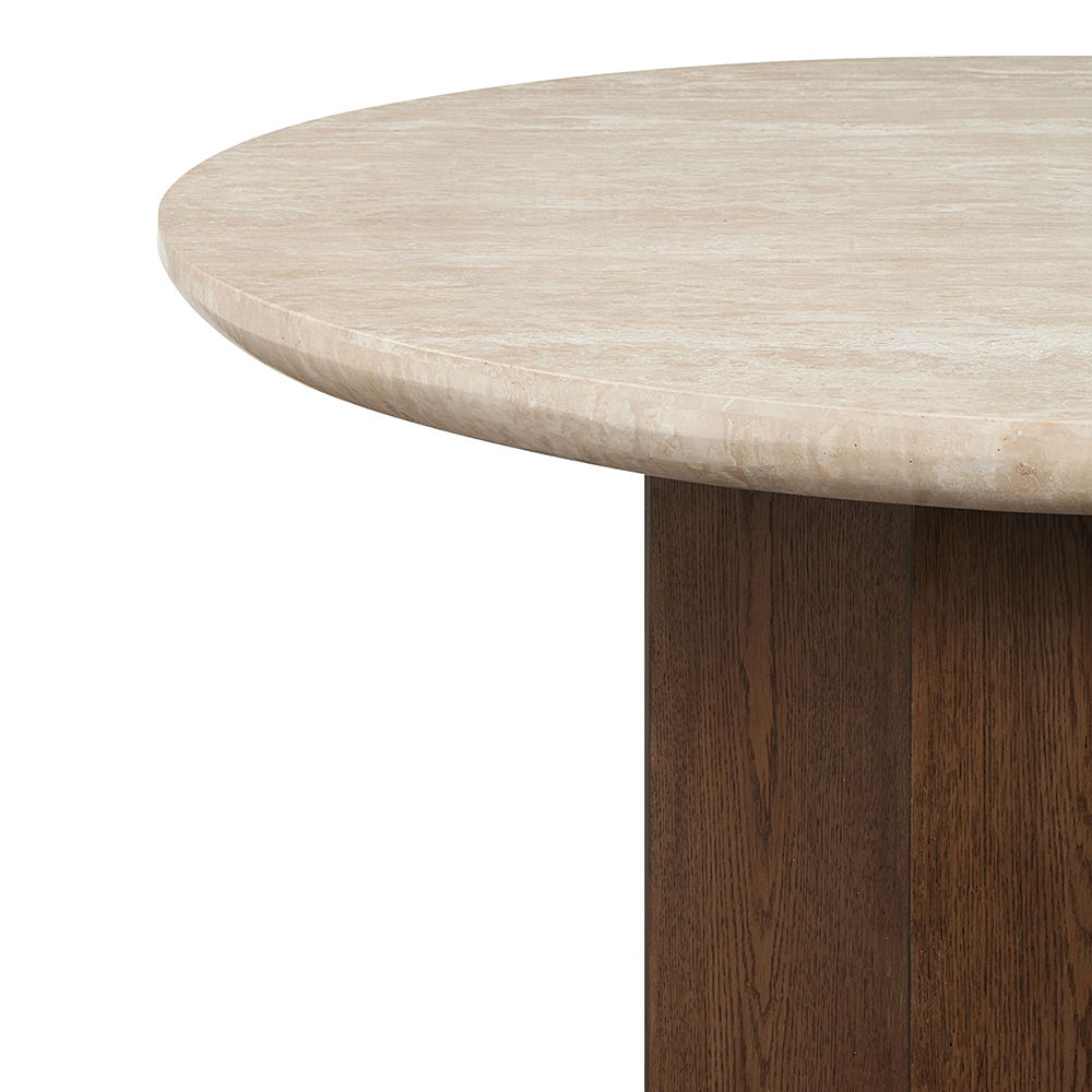 Leonardo - Dining Table - Travertine Top & Dark Oak, dark brown, view 4