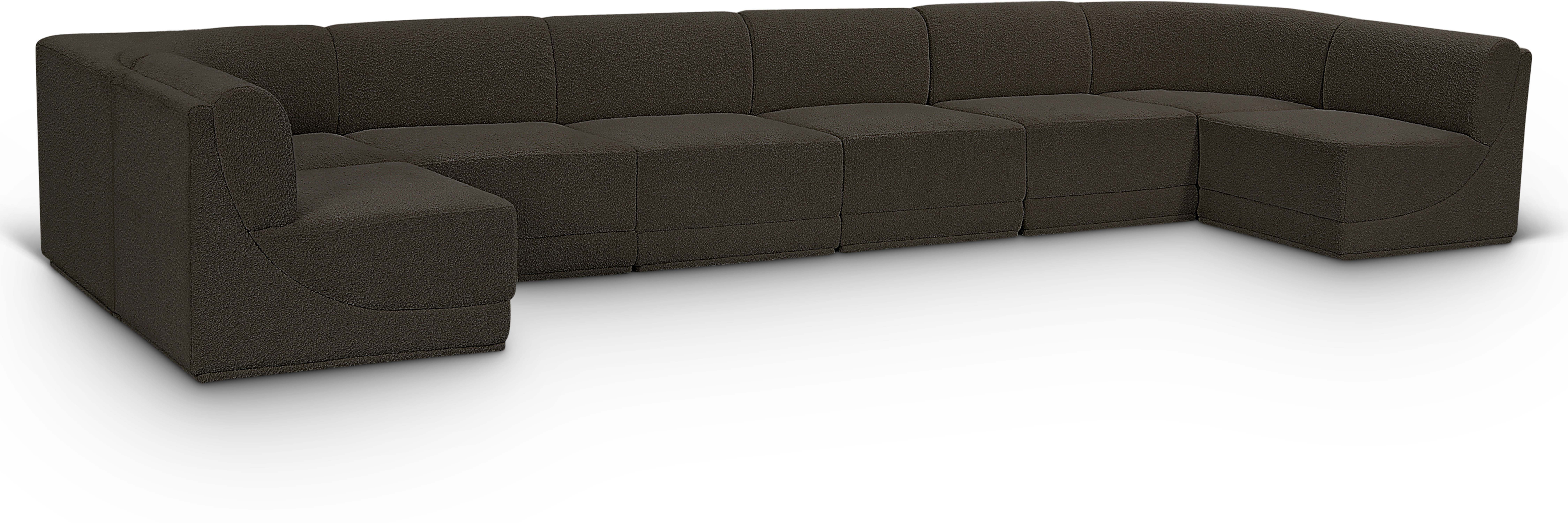 Ollie - 8 Piece Modular U-Shaped Armless Sectional - Brown