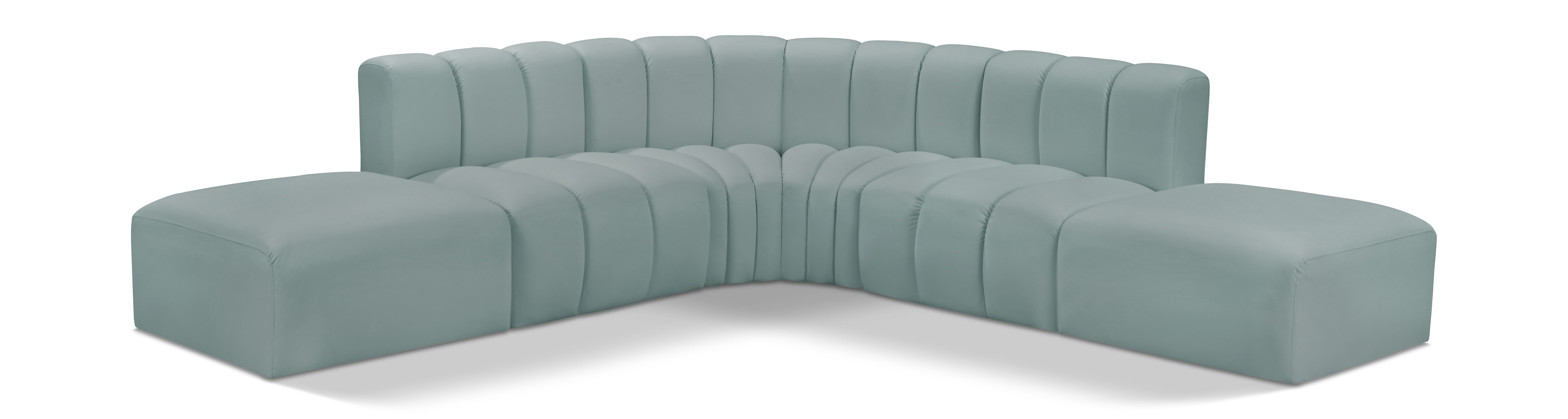 Arc - Faux Leather 6 Piece Corner Modular Sofa - Mint Green
