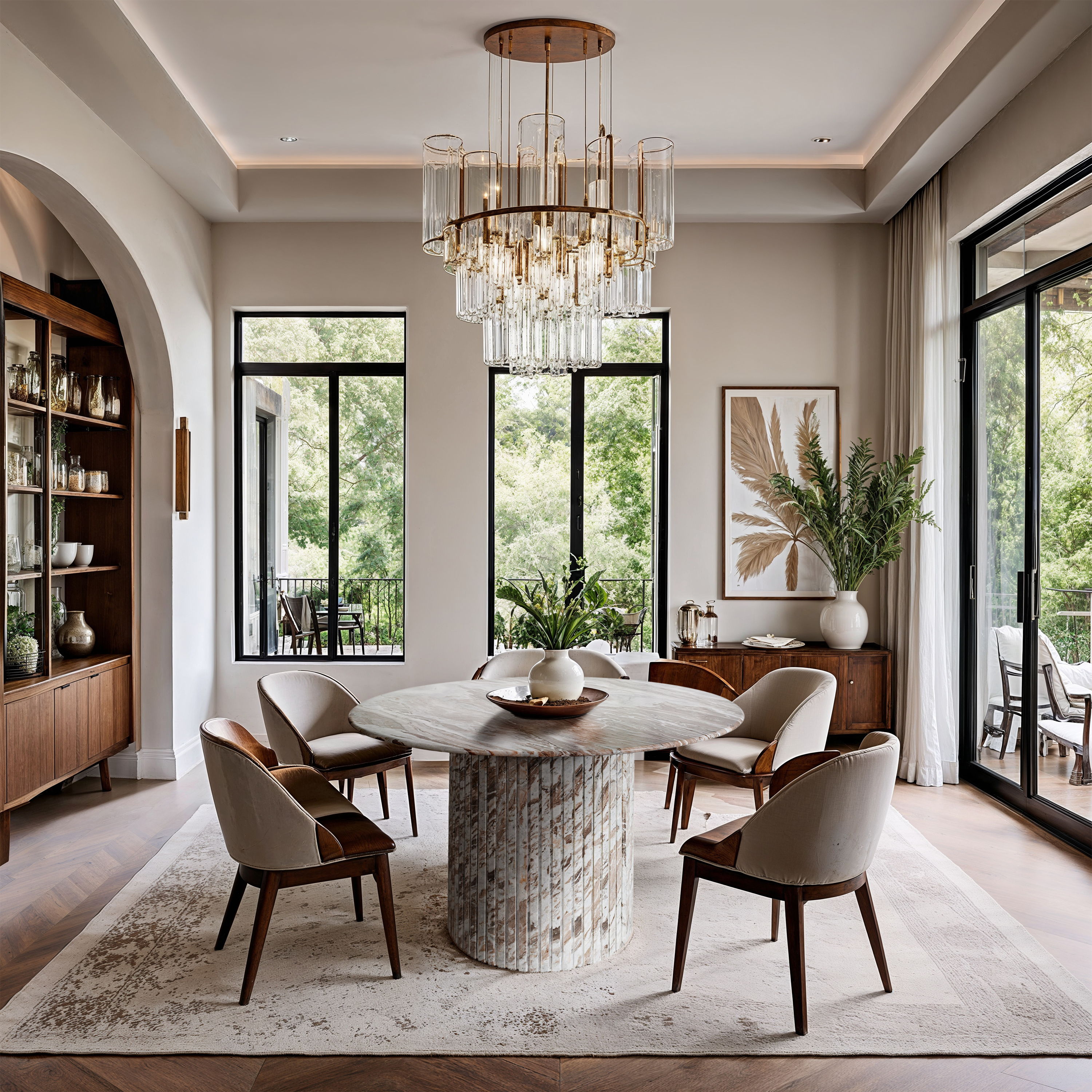 Genoa - Marble 48" Dining Table - Brown