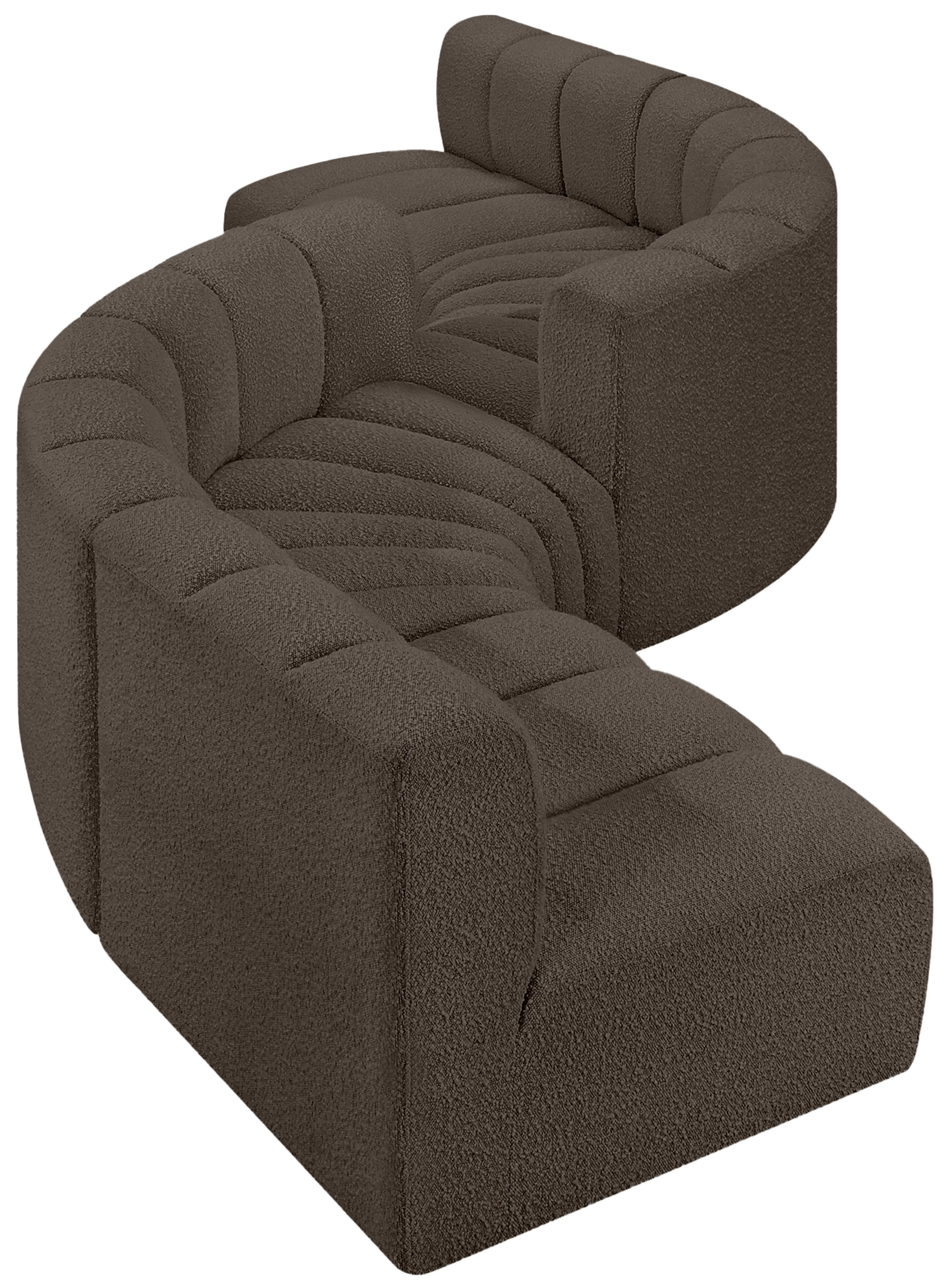 Arc - Boucle Fabric 6 Piece Modular Sofa - Brown
