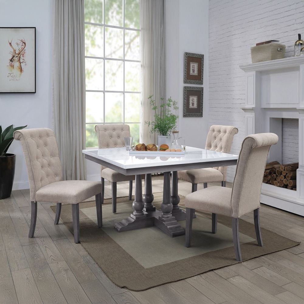 Yabeina - Side Chair (Set of 2) - Beige Linen & Gray, beige, view 6