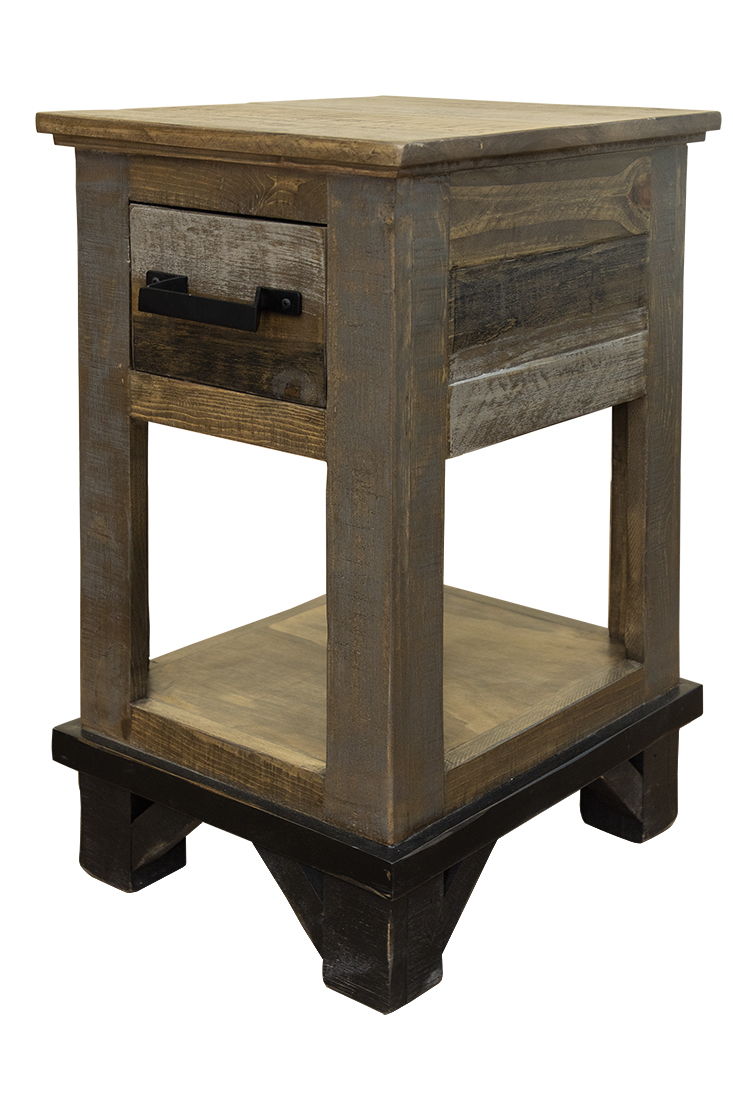 International Furniture Direct Loft Brown - Chairside Table - Two Tone Gray / Brown