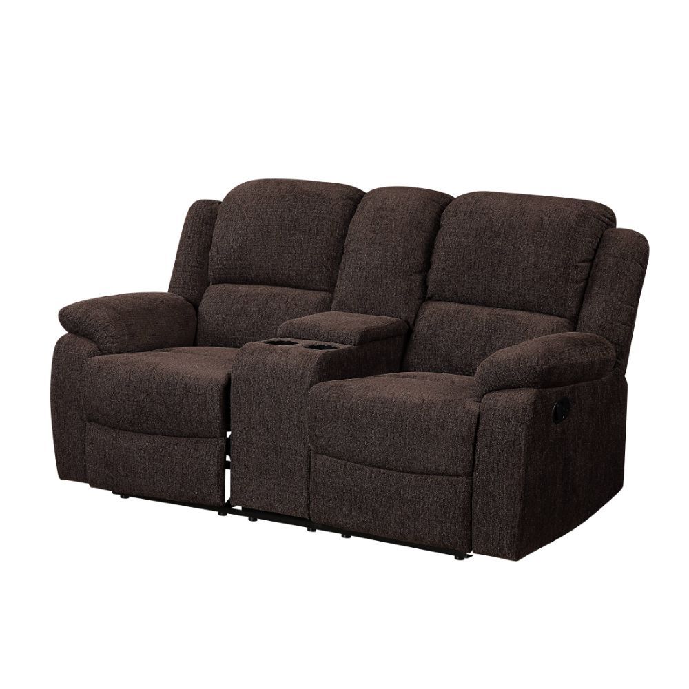 Madden - Motion Loveseat With Console - Brown Chenille, dark brown