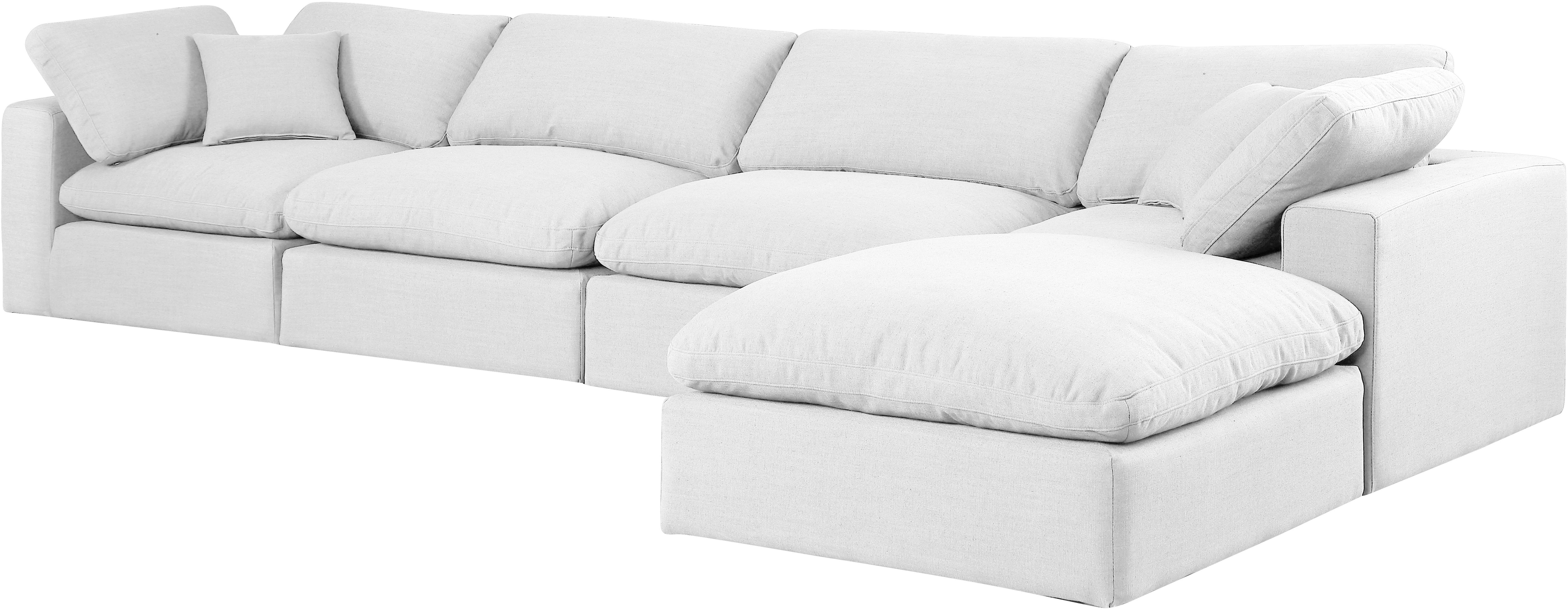 Comfy - 5 Piece Linen Modular Sectional With Chaise - Off White