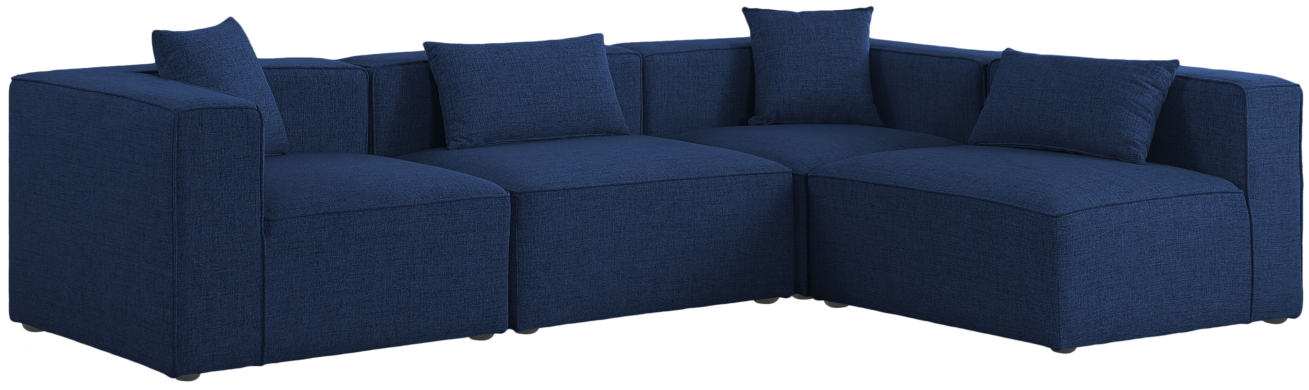 Cube - Linen 4 Piece Modular Corner Sectional - Navy