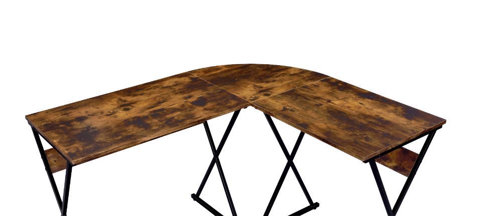 Zafiri - Writing Desk - Weathered Oak & Black, dark brown, view 4