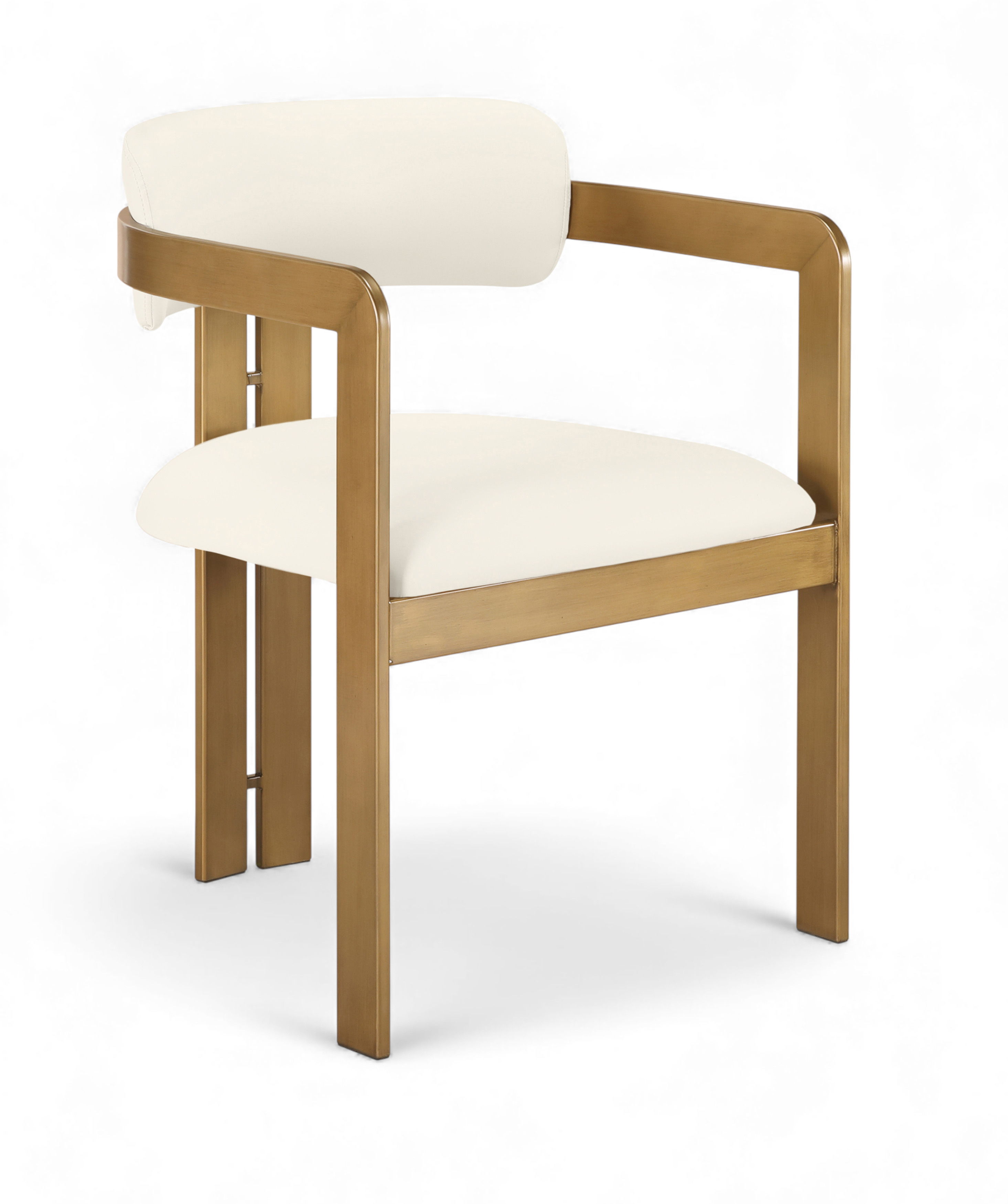 Aurum - Vegan Leather Upholstered Dining Chair (Set of 2) - Cream / Brushed Brass