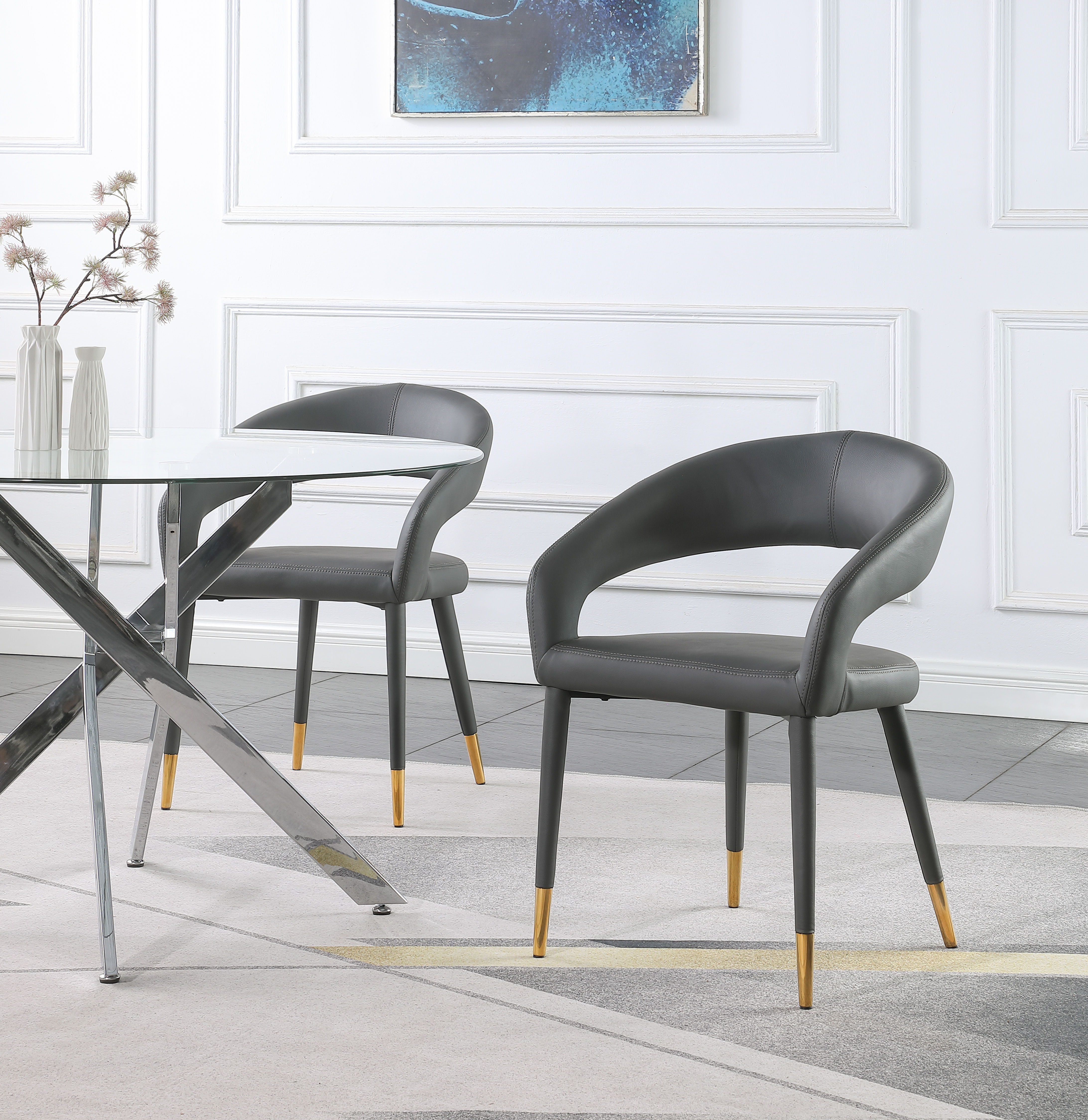 Destiny - Faux Leather Dining Chair - Gray
