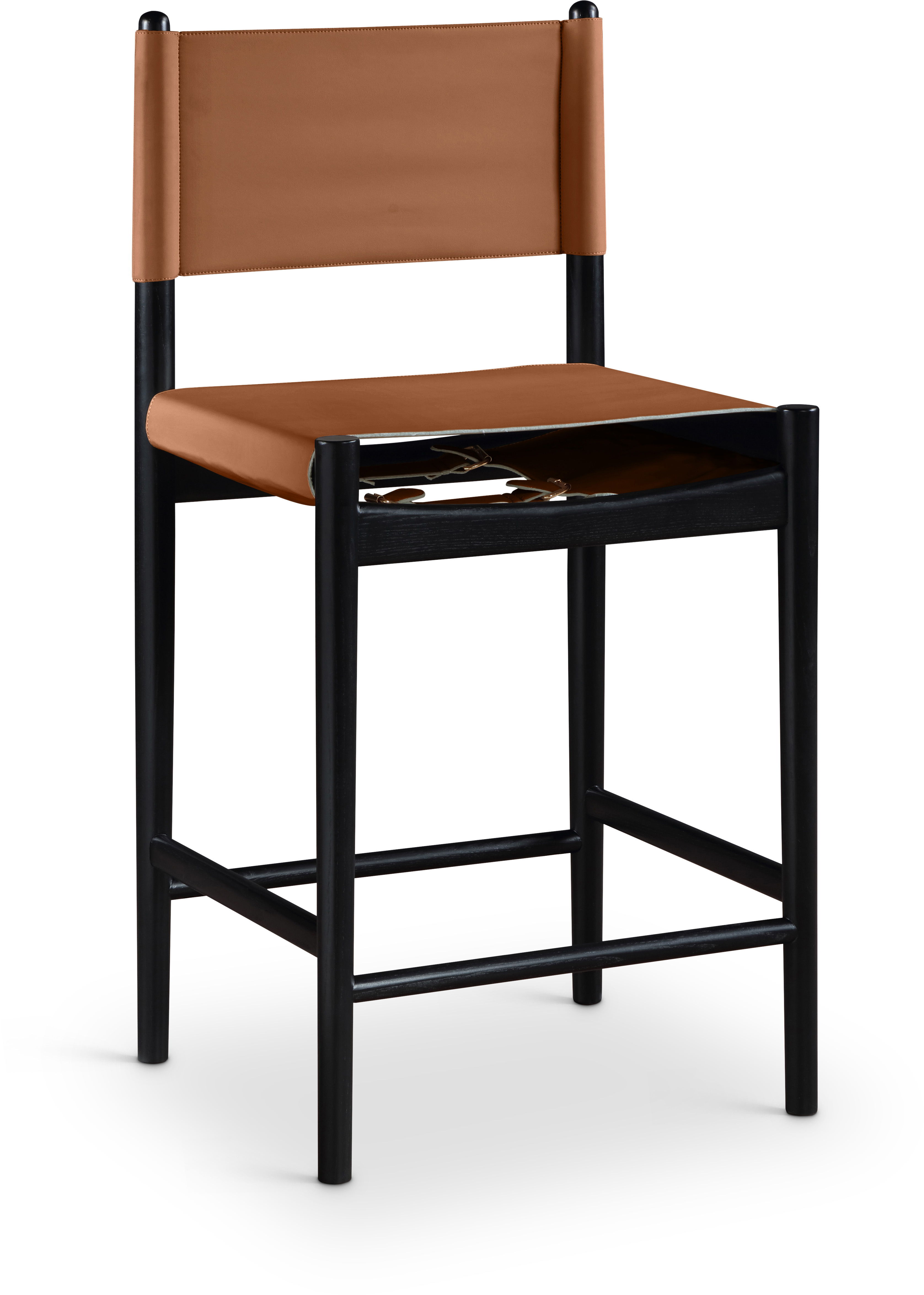 Rawlins - Vegan Leather Upholstered Counter Stool - Cognac