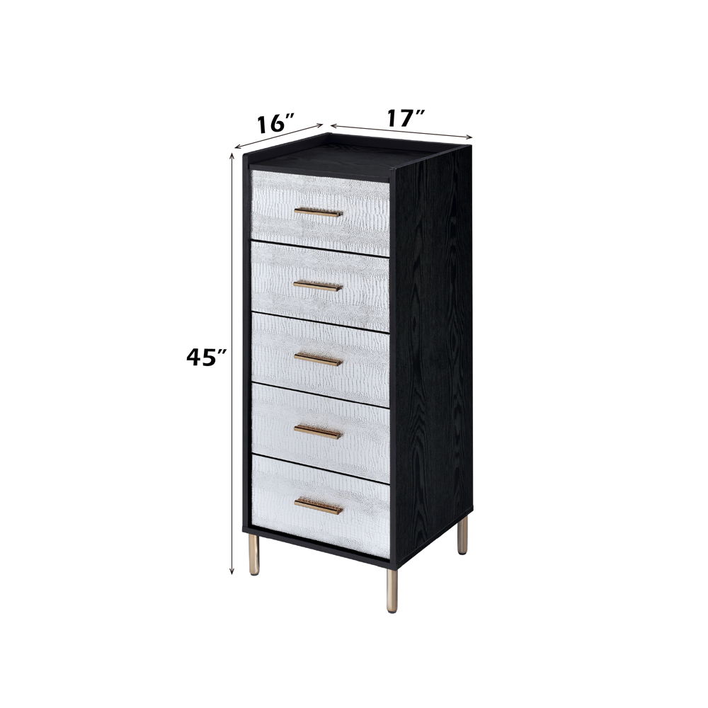 Myles - Jewelry Armoire - Black, Silver & Gold, black, view 5