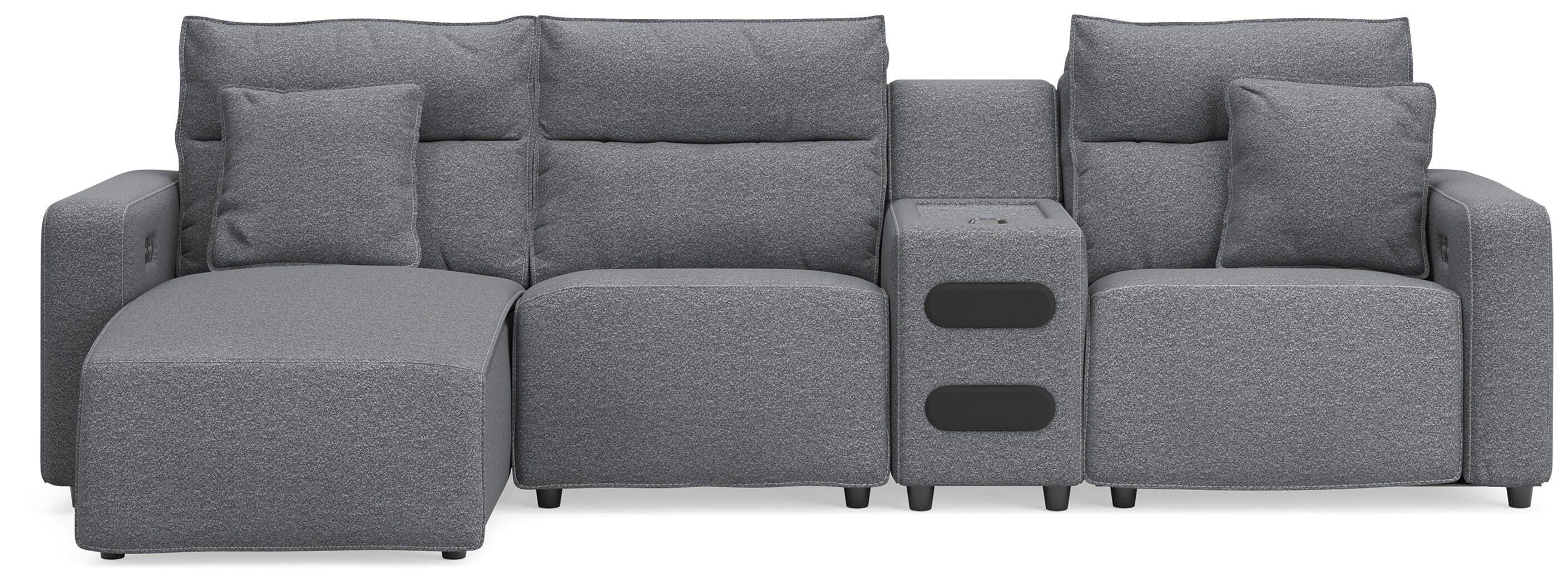 4 Pc · Power Reclining Sectional With LAF Press Back Power Chaise And Audio Console