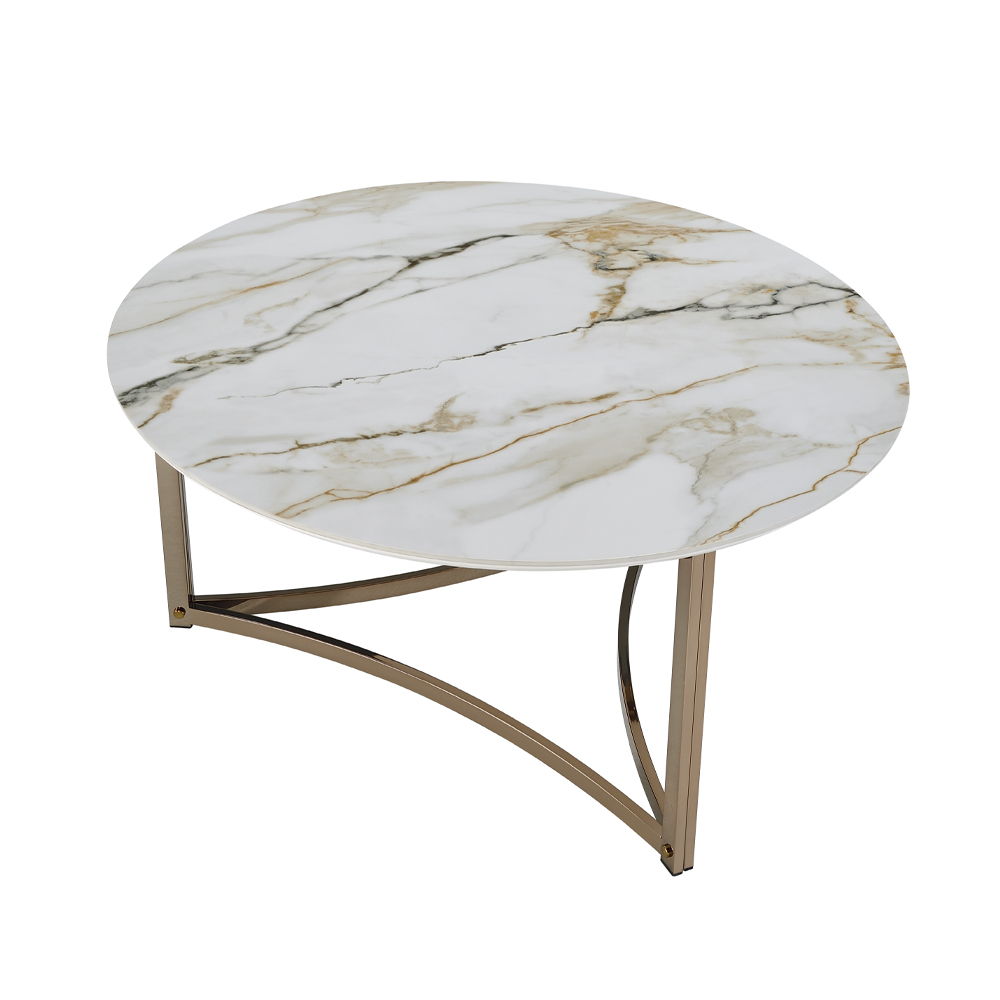 Zaidee - Round Coffee Table - Sintered Stone & Champagne, gold, view 4