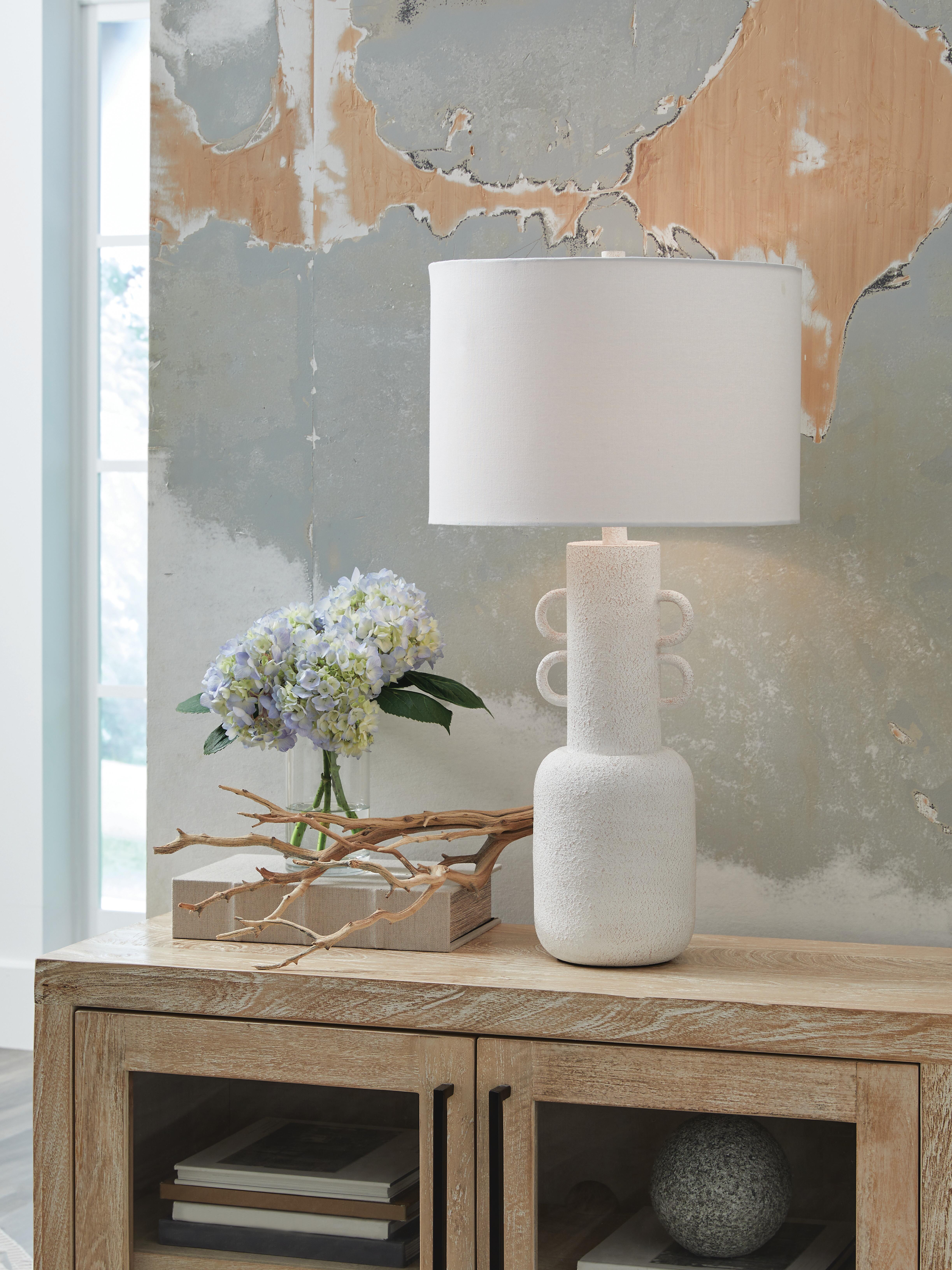 Ashley Furniture Perringhill - Metal Table Lamp - Distressed White - Image 2