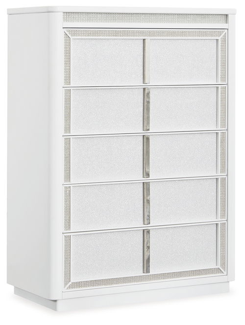 Chalanna - Five Drawer Chest - White, white