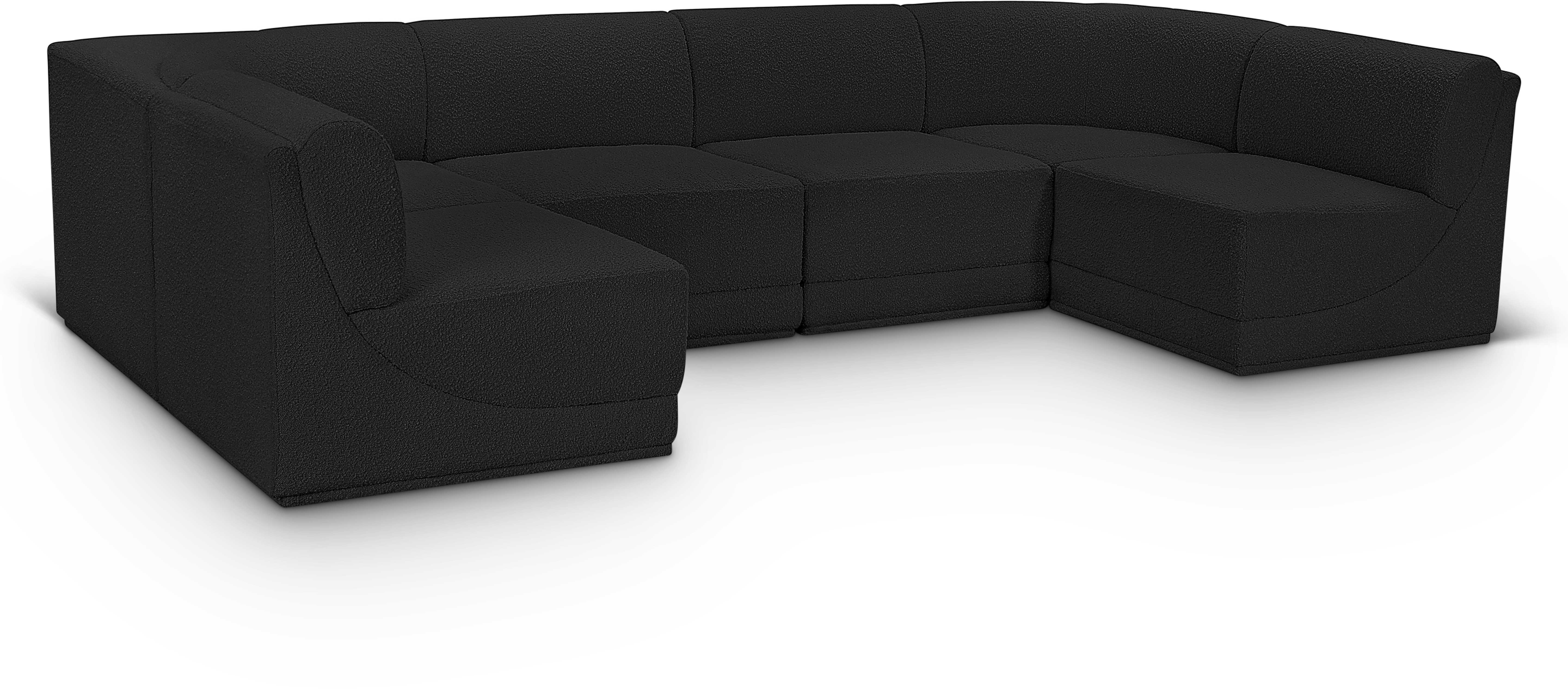 Ollie - 6 Piece Modular U-Shaped Sectional - Black