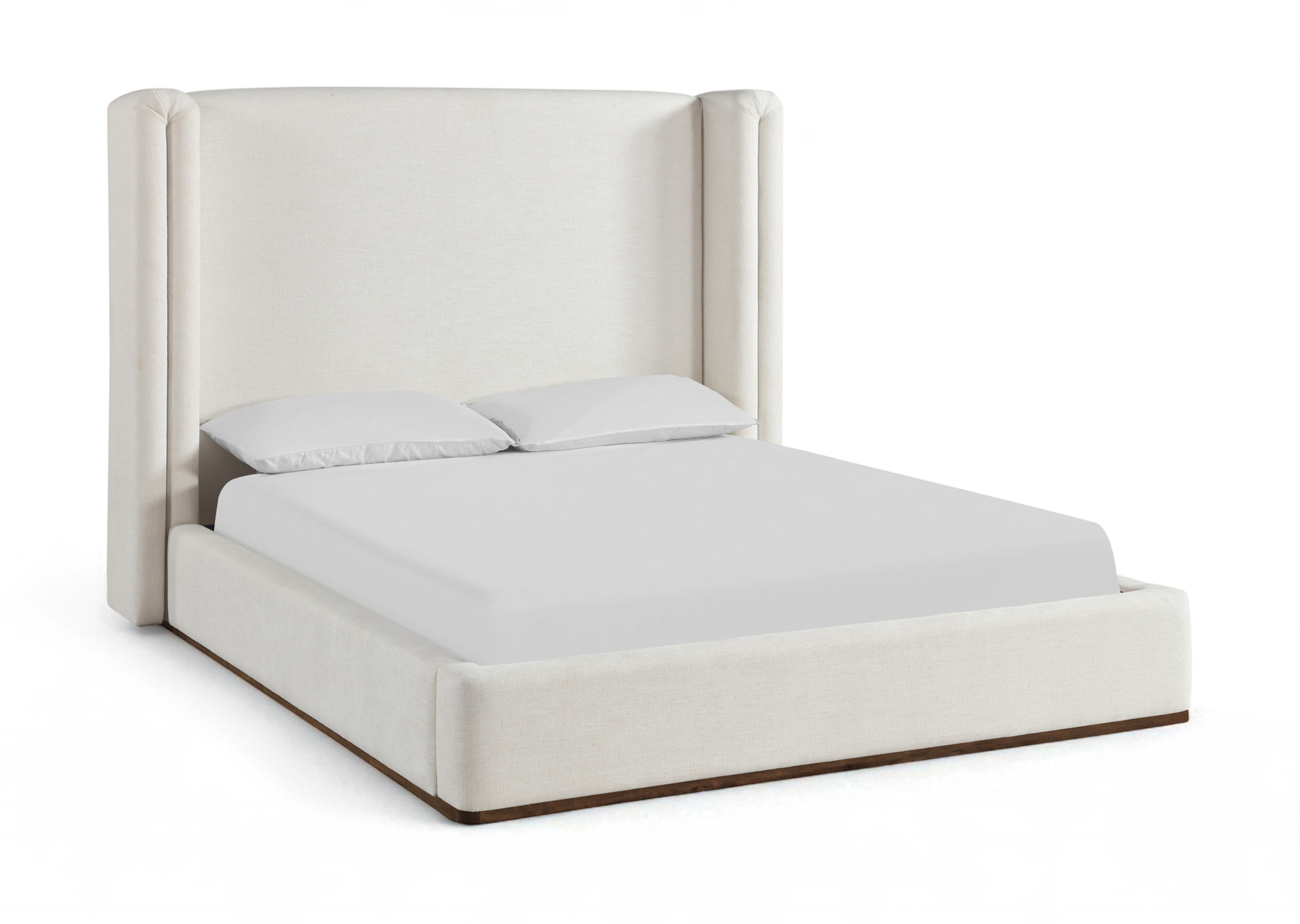 Solange - Linen Textured Fabric Upholstered King Bed - Cream
