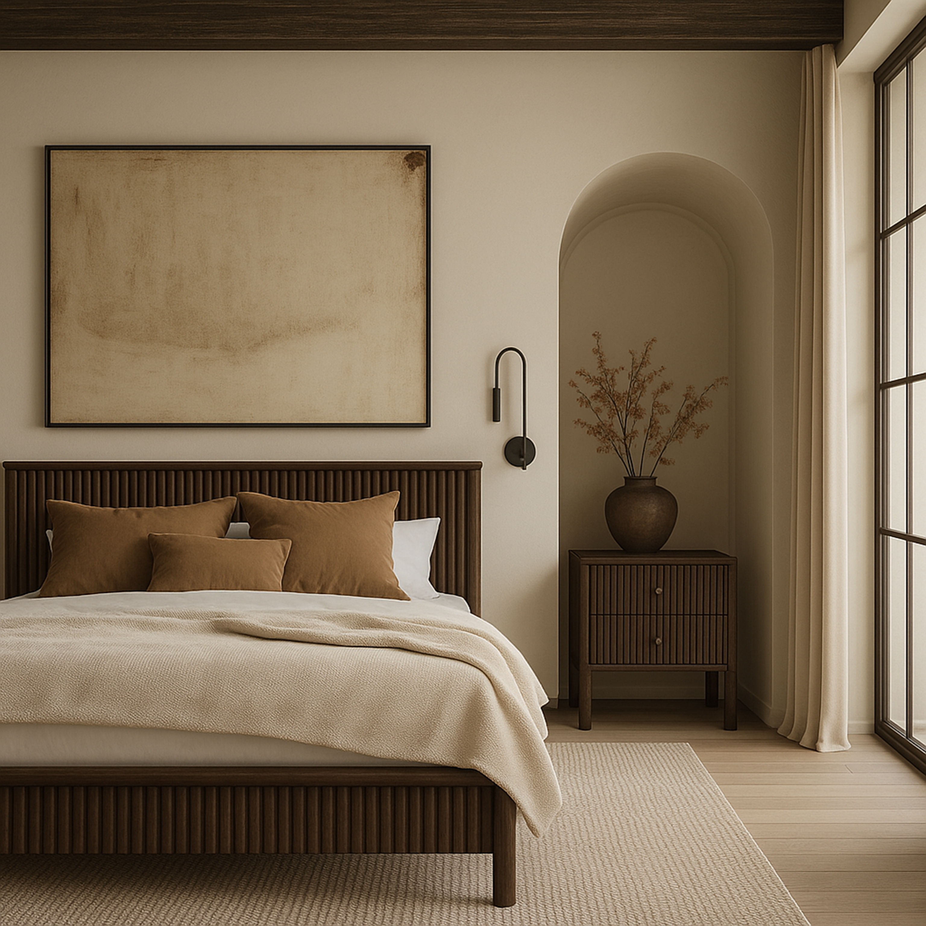 Kivo - Solid Queen Bed - Walnut