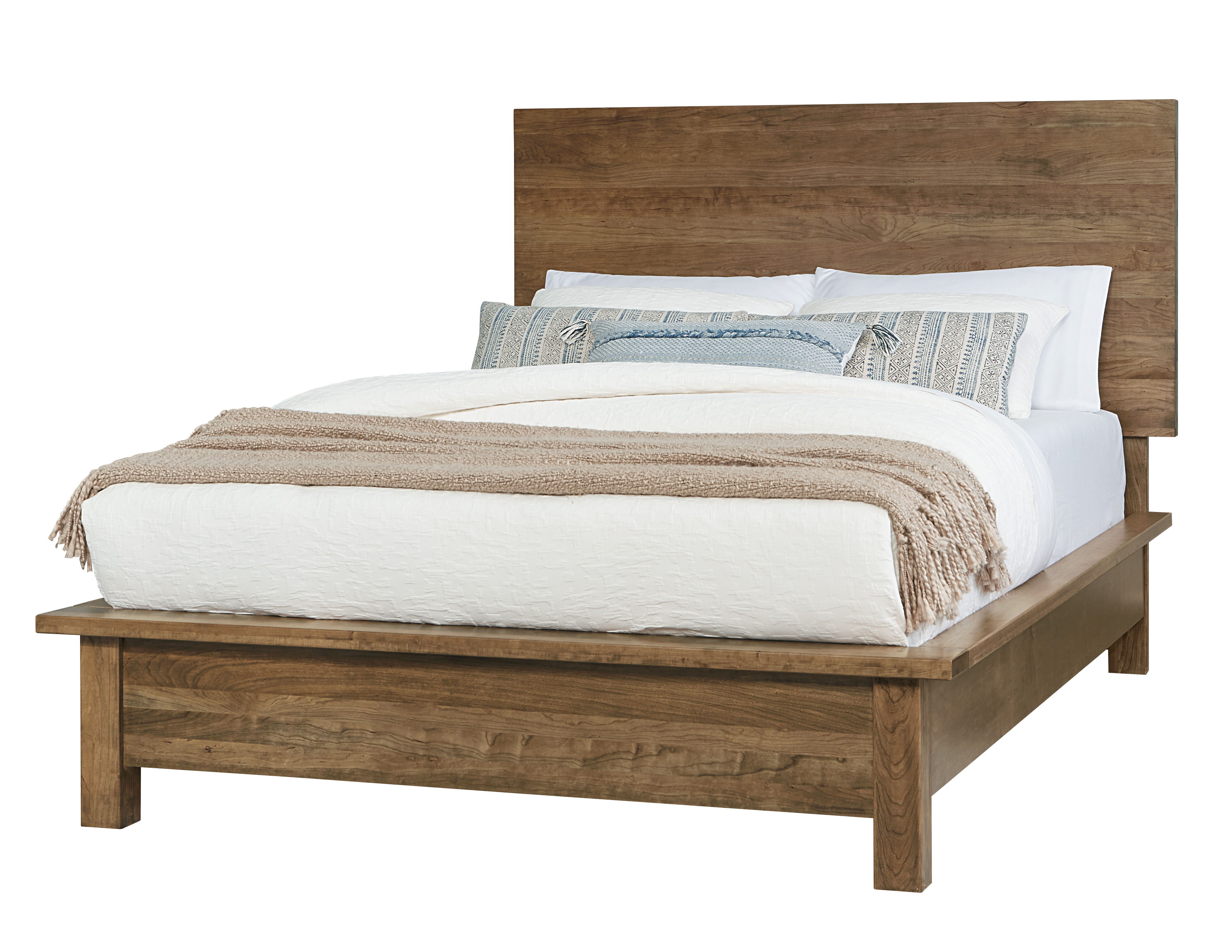 Vaughan-Bassett Crafted Cherry - Ben's King Plank Bed With Terrace Footboard - Medium Cherry