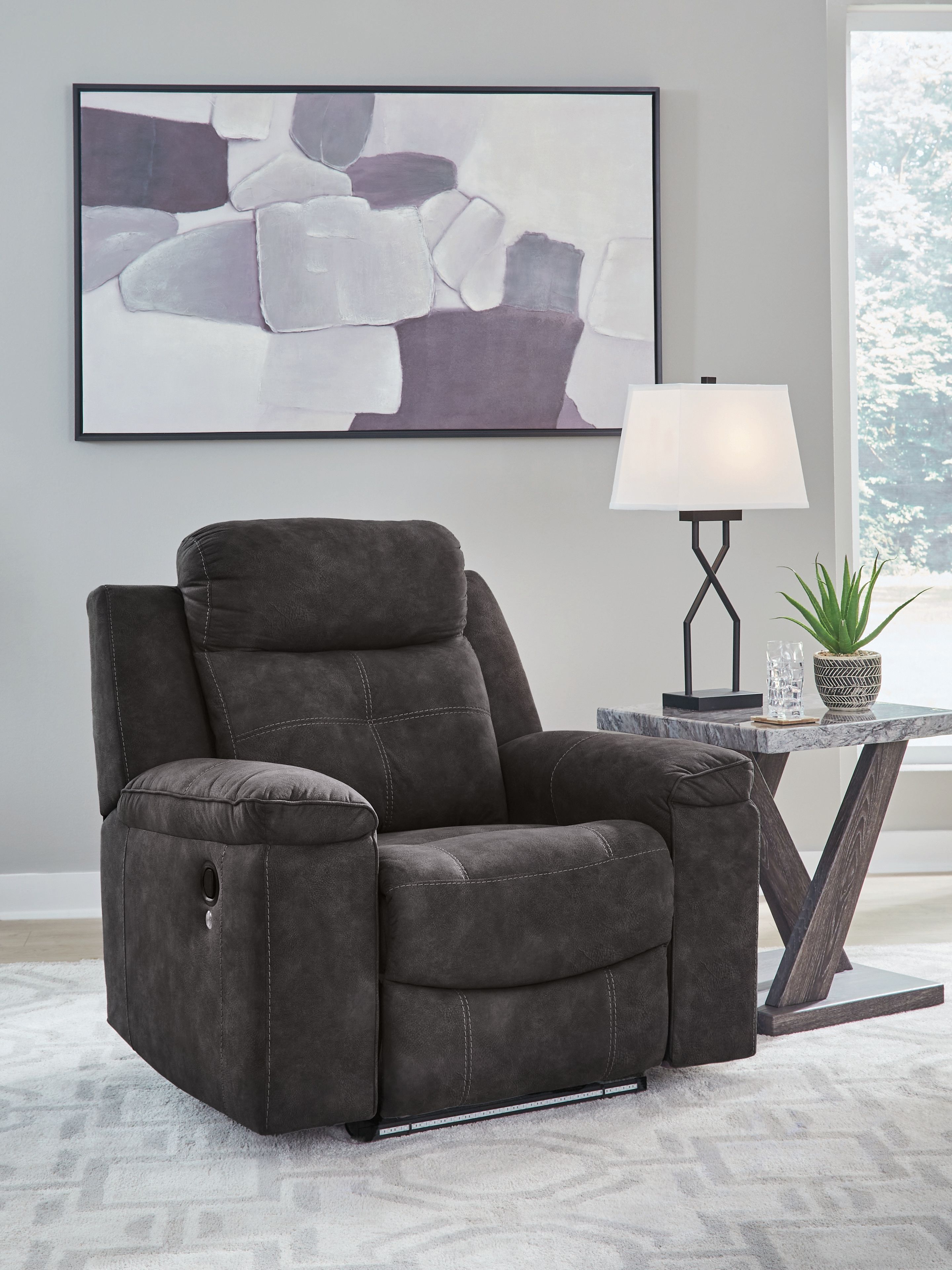 Ashley Furniture Brysonview - 3 Pc. - Reclining Sofa, Reclining Loveseat With Console, Recliner - Charcoal - Image 14