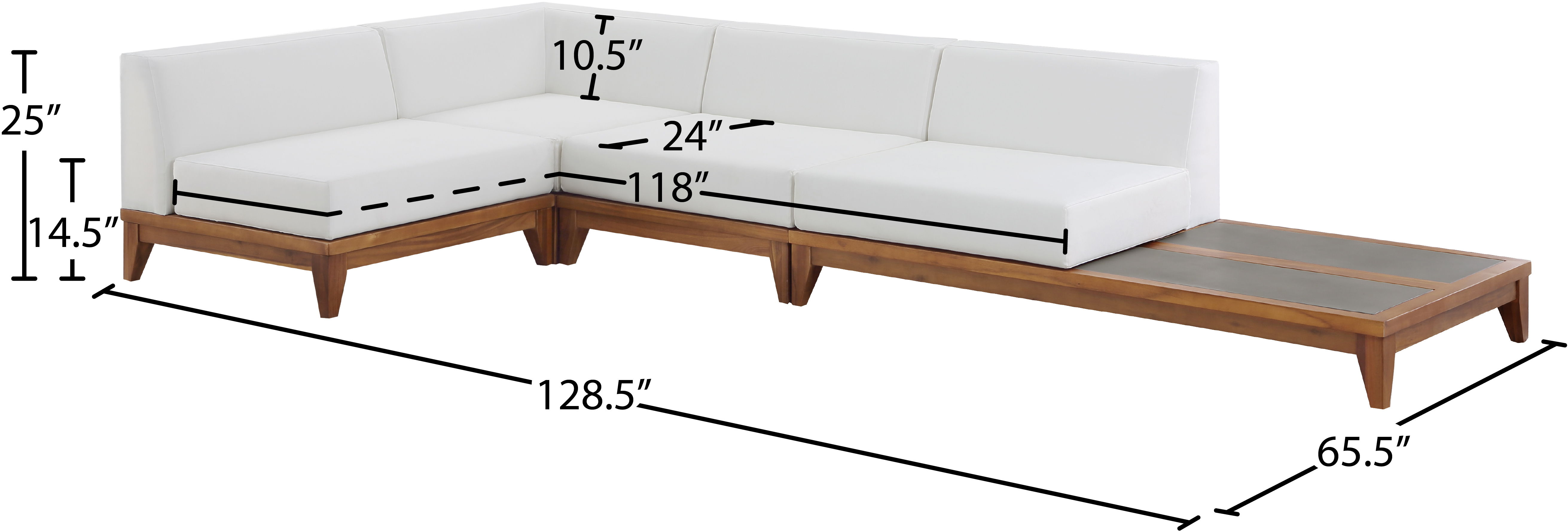 Rio - 4 Piece Wood Modular Sectional - Off White