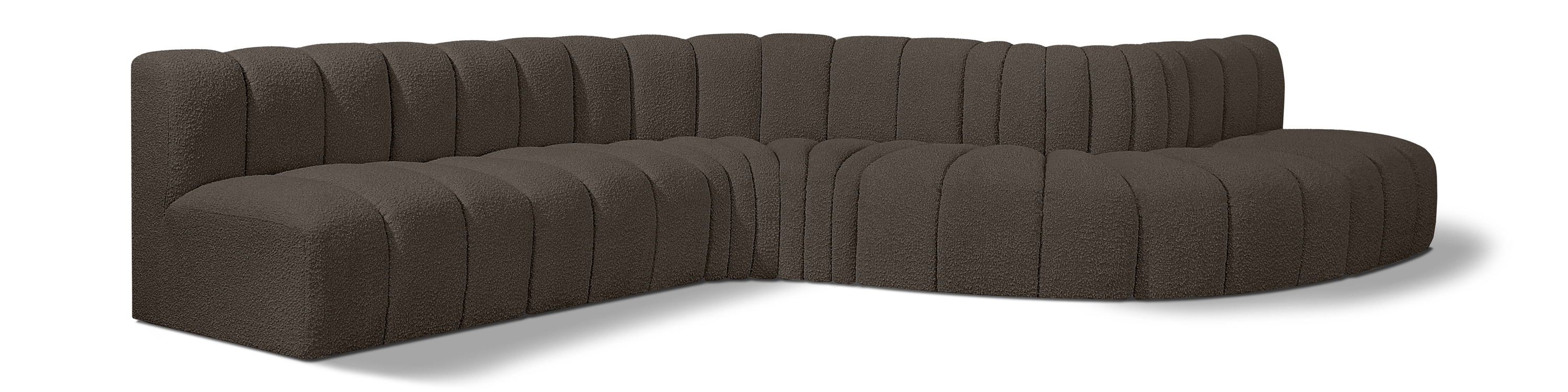 Arc - Boucle Fabric 7 Piece Modular Sofa - Brown