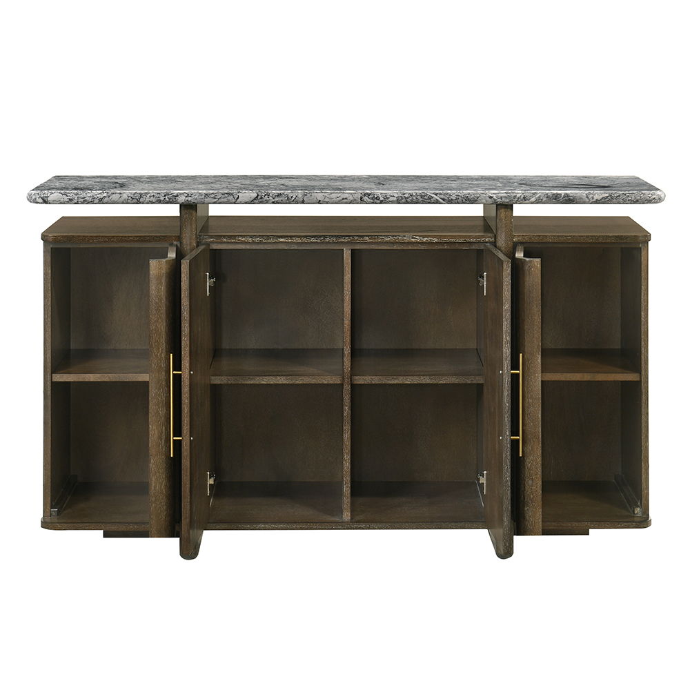 Dillon - Server With Marble Top - Natural / Walnut, dark brown, view 3