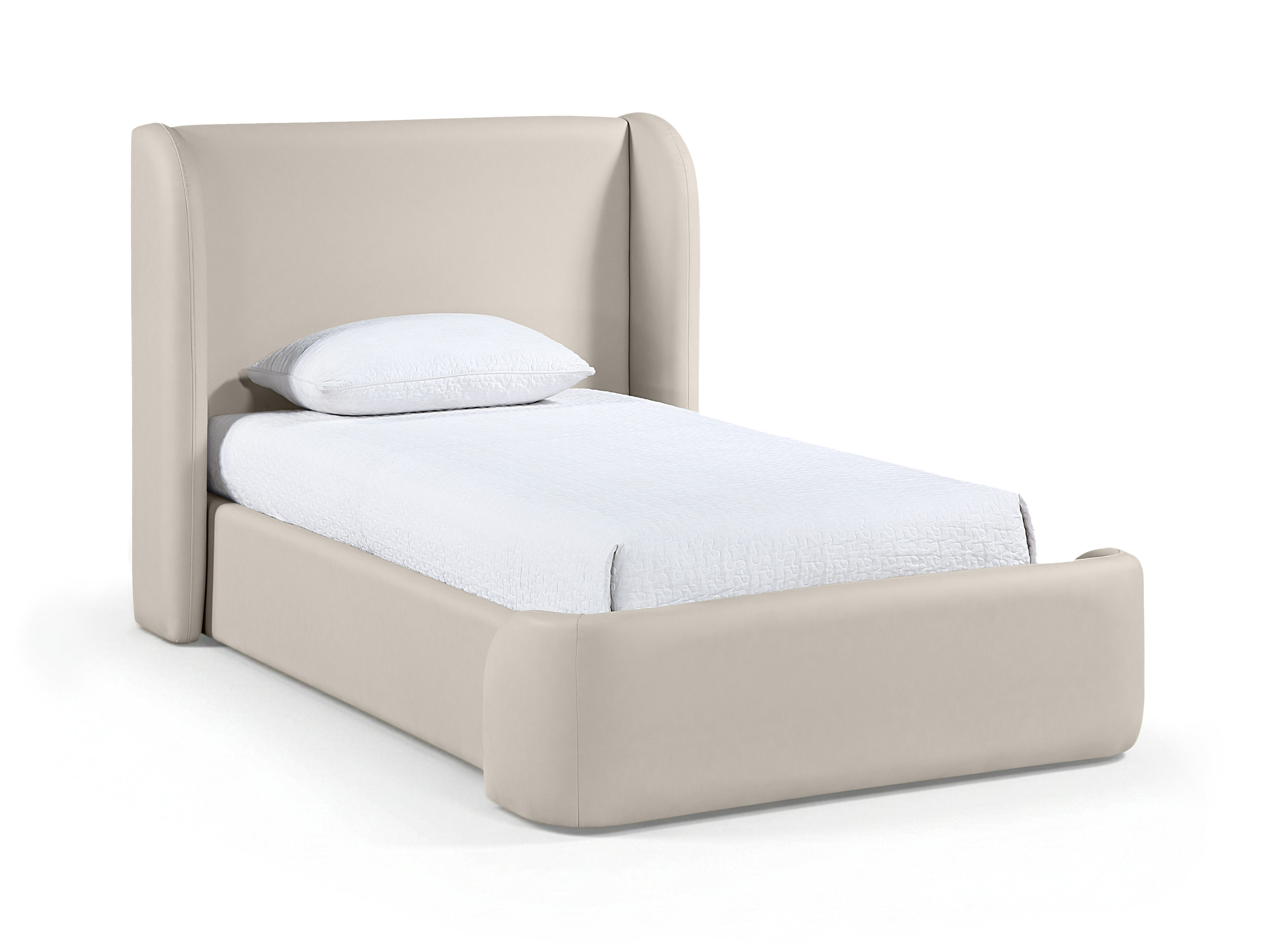 Warby - Vegan Leather Upholstered Twin Bed - Taupe