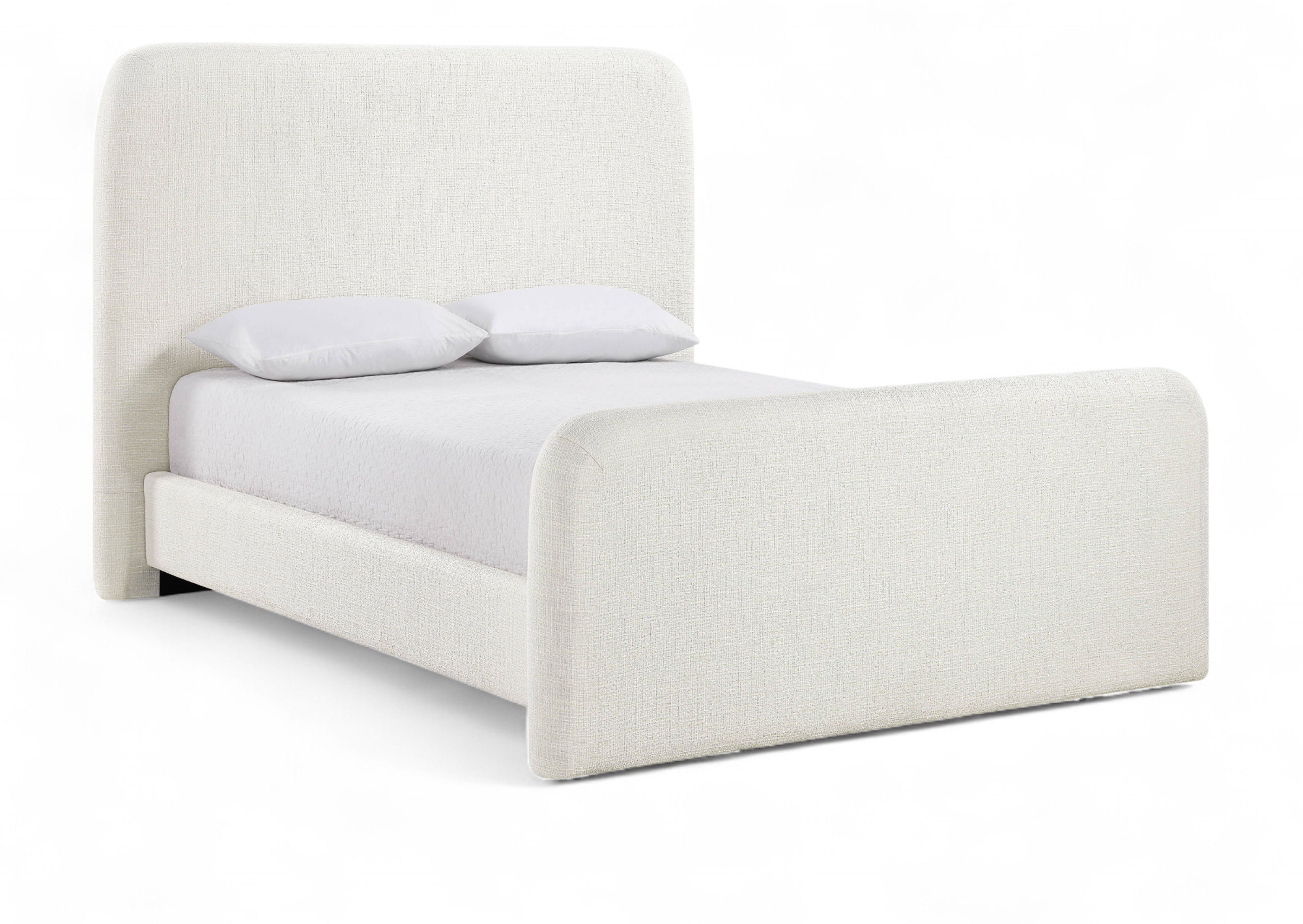 Fira - Linen Textured Fabric Upholstered Full Bed - Cream