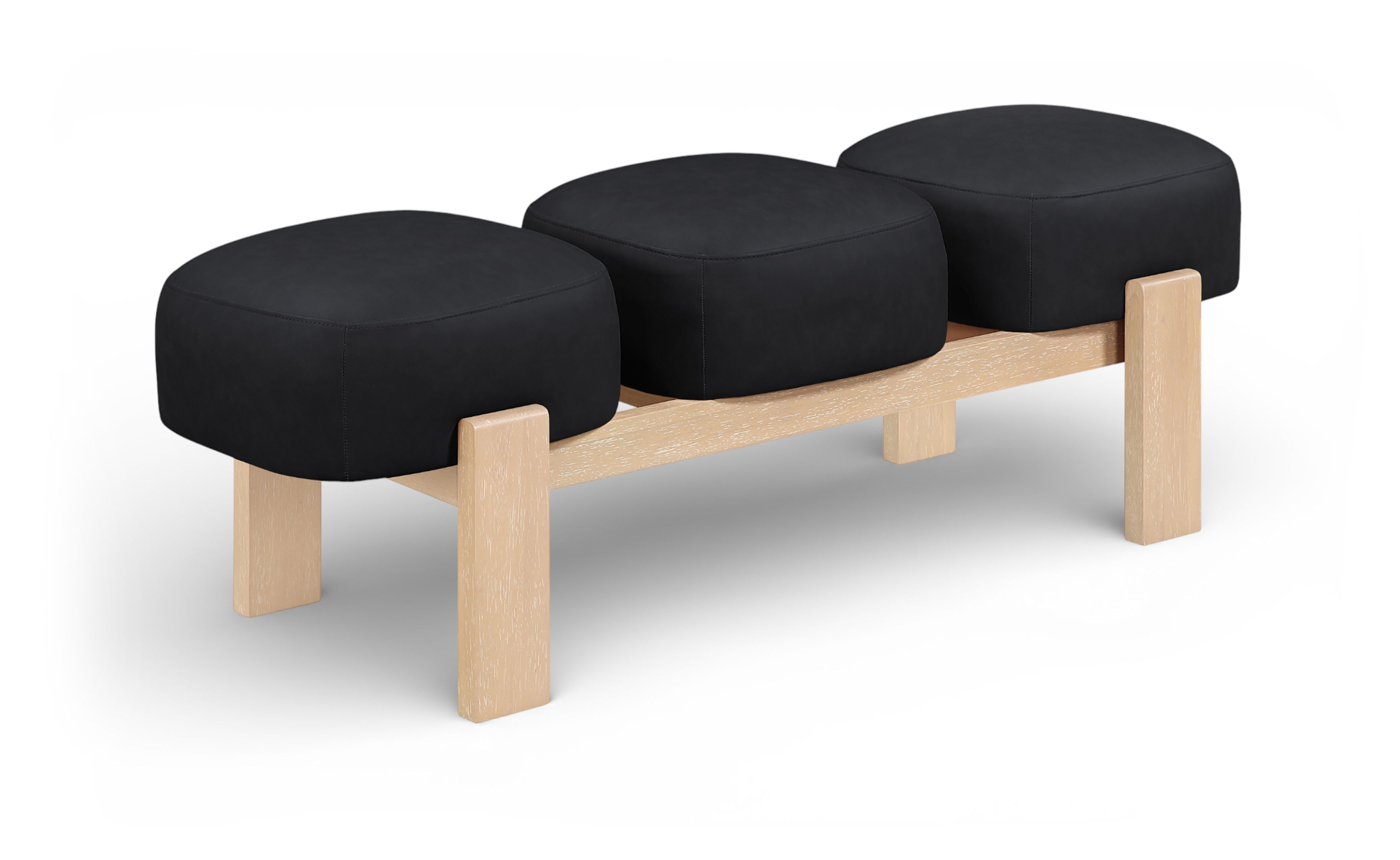 Woodcrest - Vegan Leather Upholstered Bench - Black