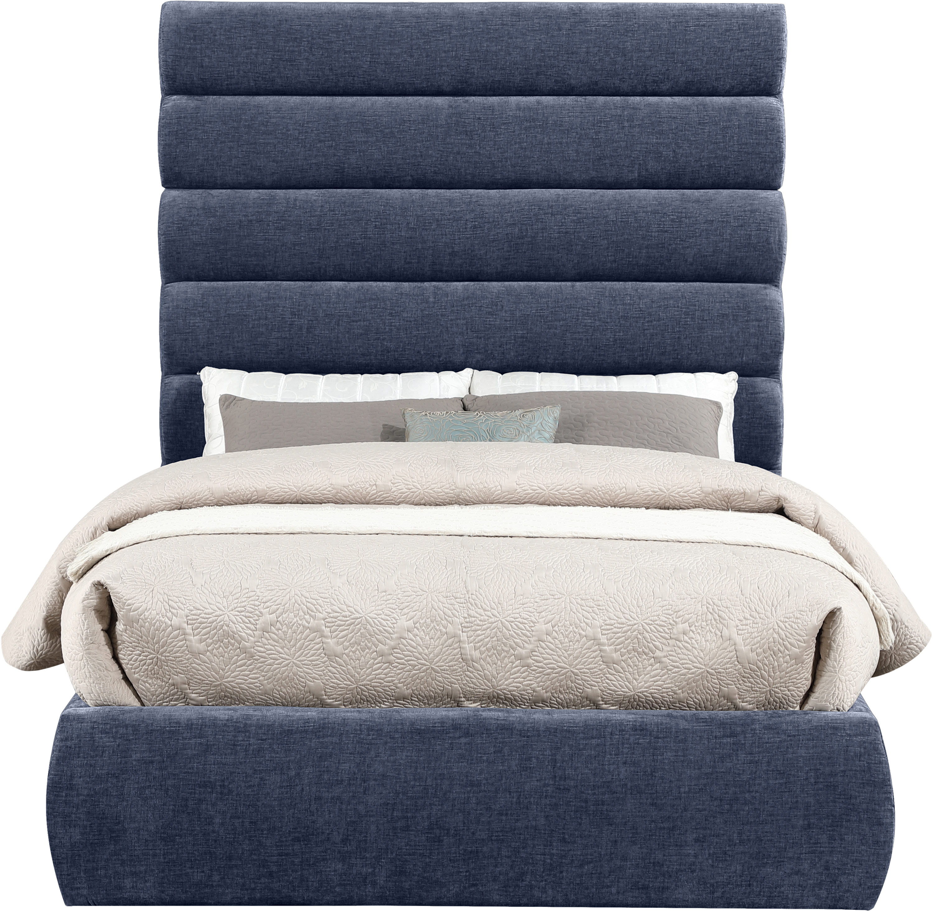 Adam - Chenille Fabric Full Bed With 70.5" Headboard - Navy
