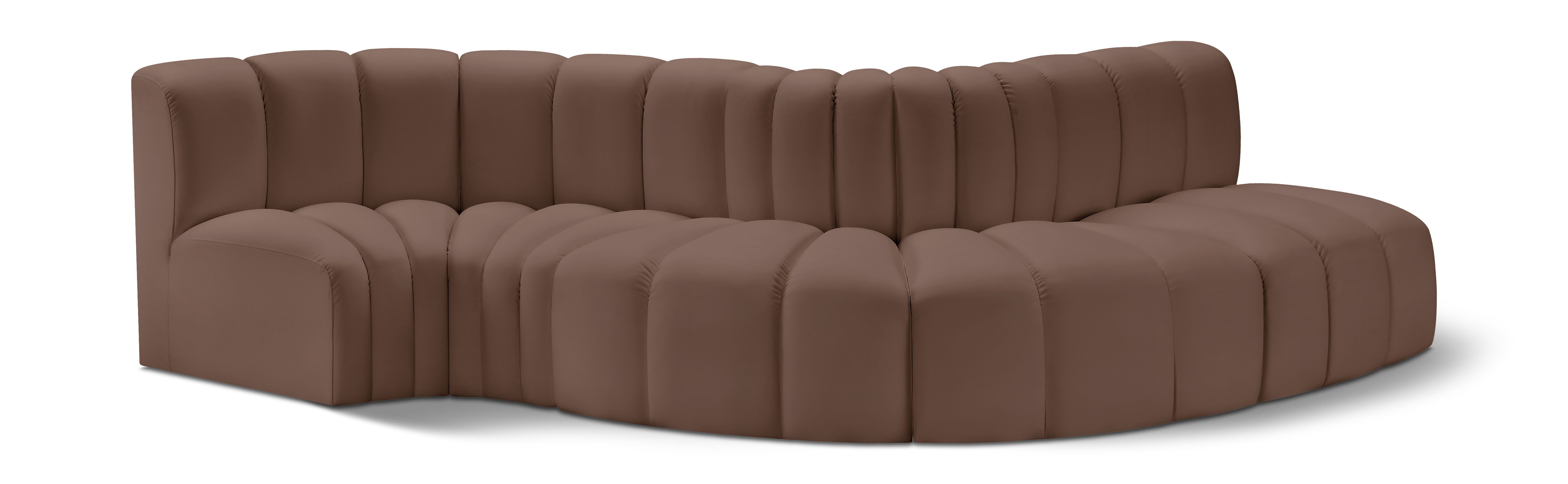Arc - Faux Leather 5 Piece Modular Sofa - Brown