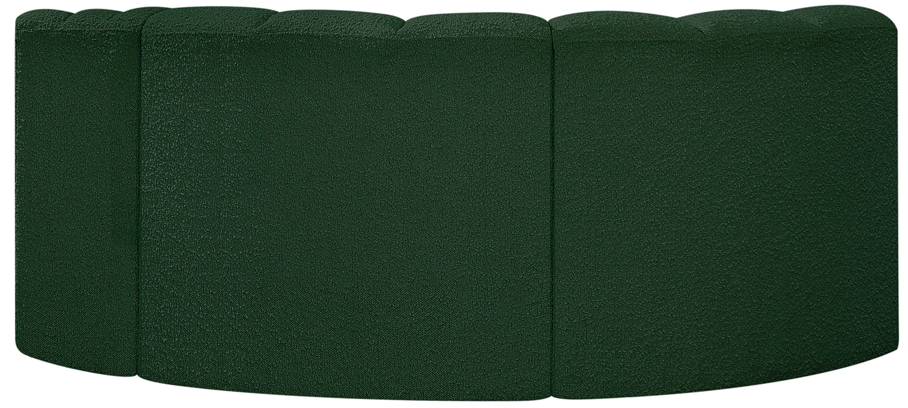 Arc - Boucle Fabric 3 Piece Modular L-Shaped Sofa - Green