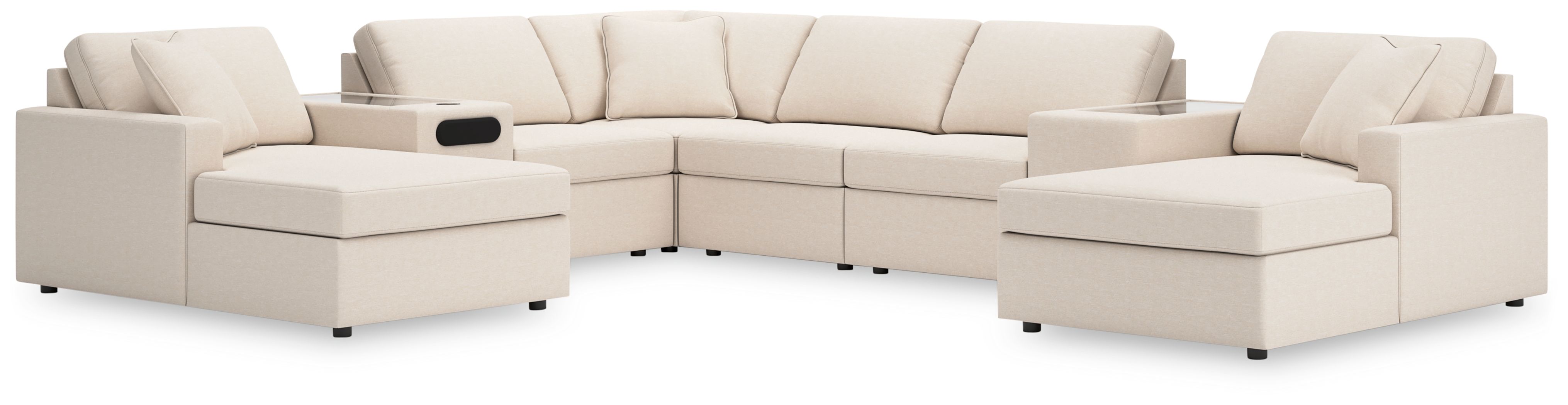 8 Pc · Double Chaise Sectional With Audio And Storage Consoles