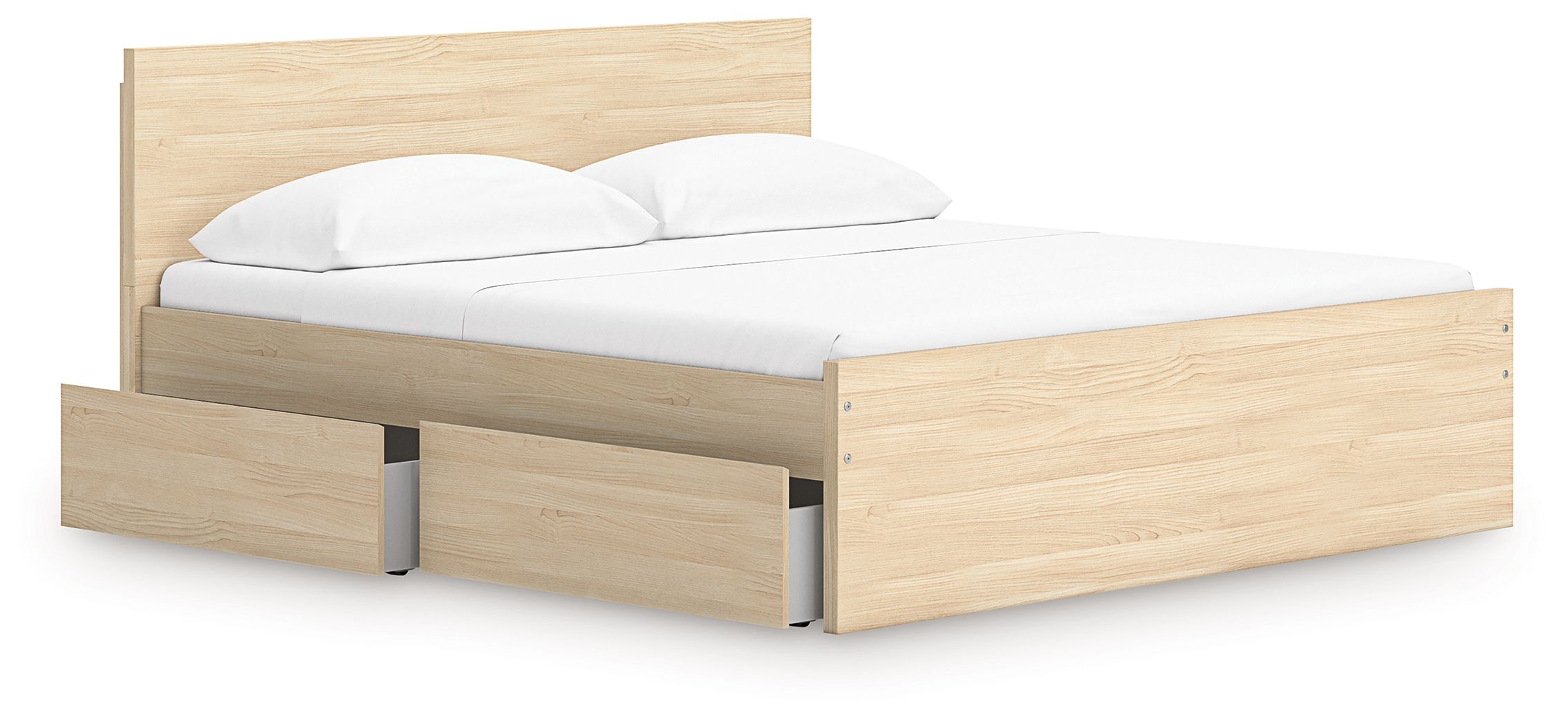 Onita - King Panel Platform Bed With 2 Side Storage - Natural
