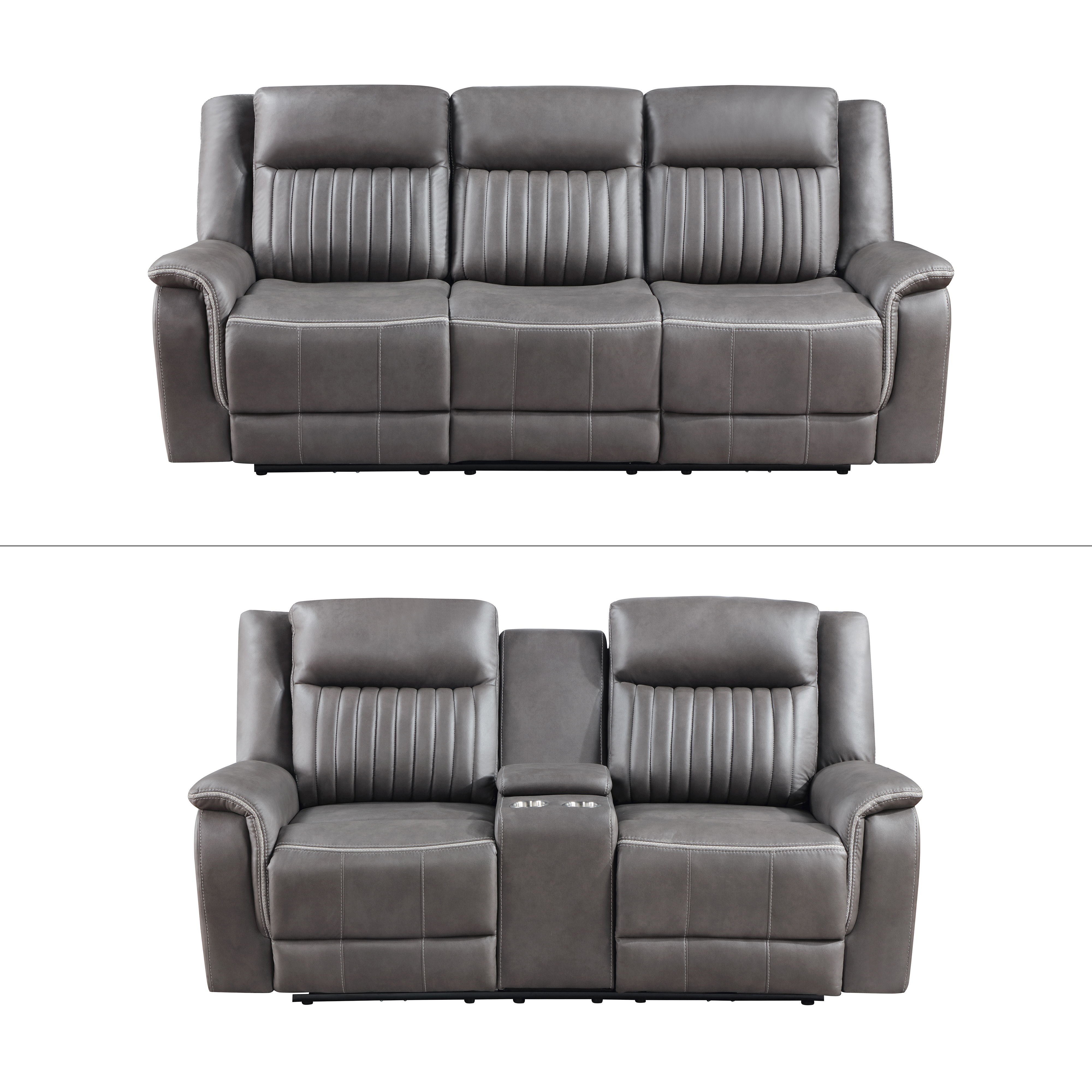 Enzo - 2 Piece Manual Sofa & Loveseat - Gray