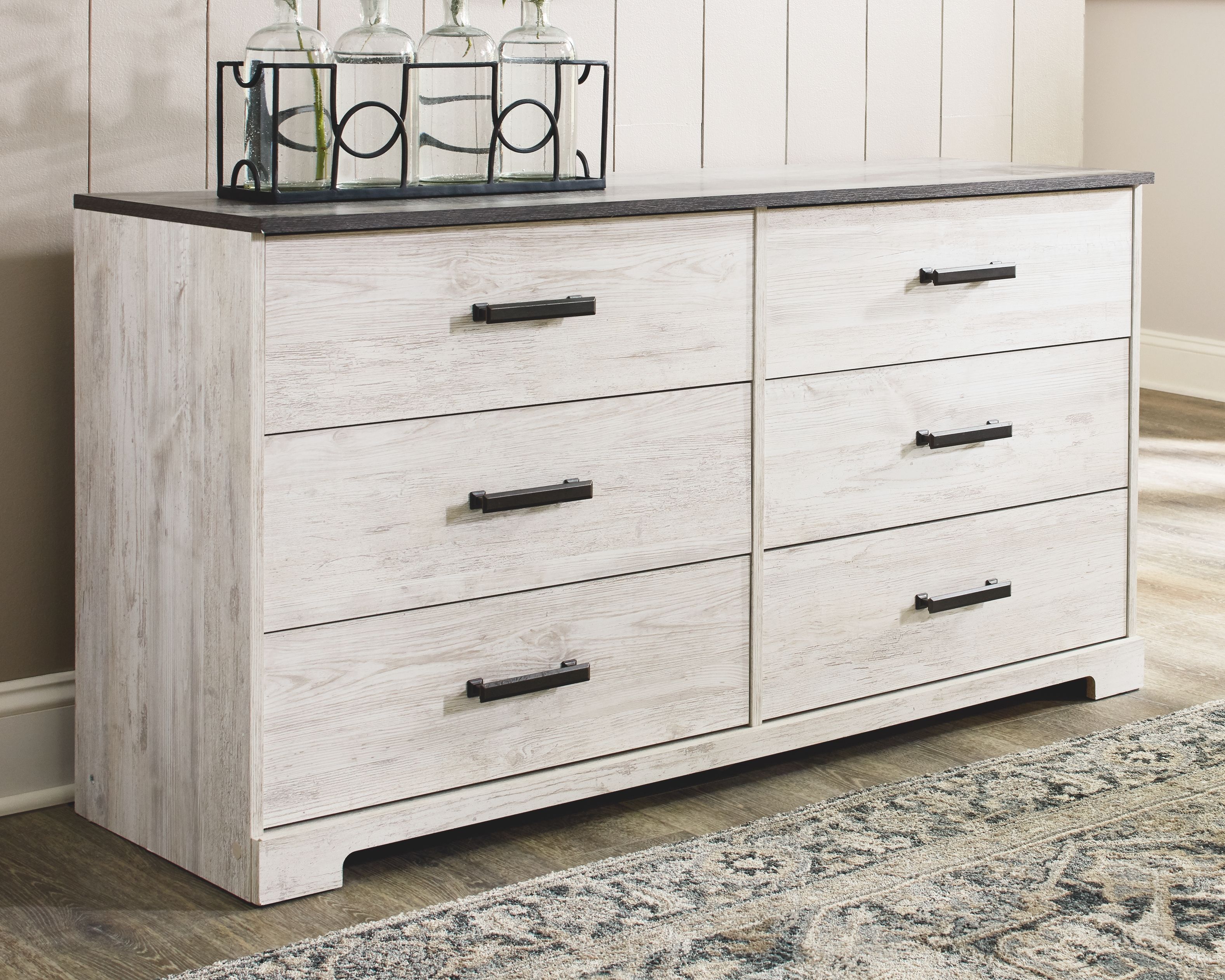 Shawburn - Six Drawer Dresser - White / Black / Gray