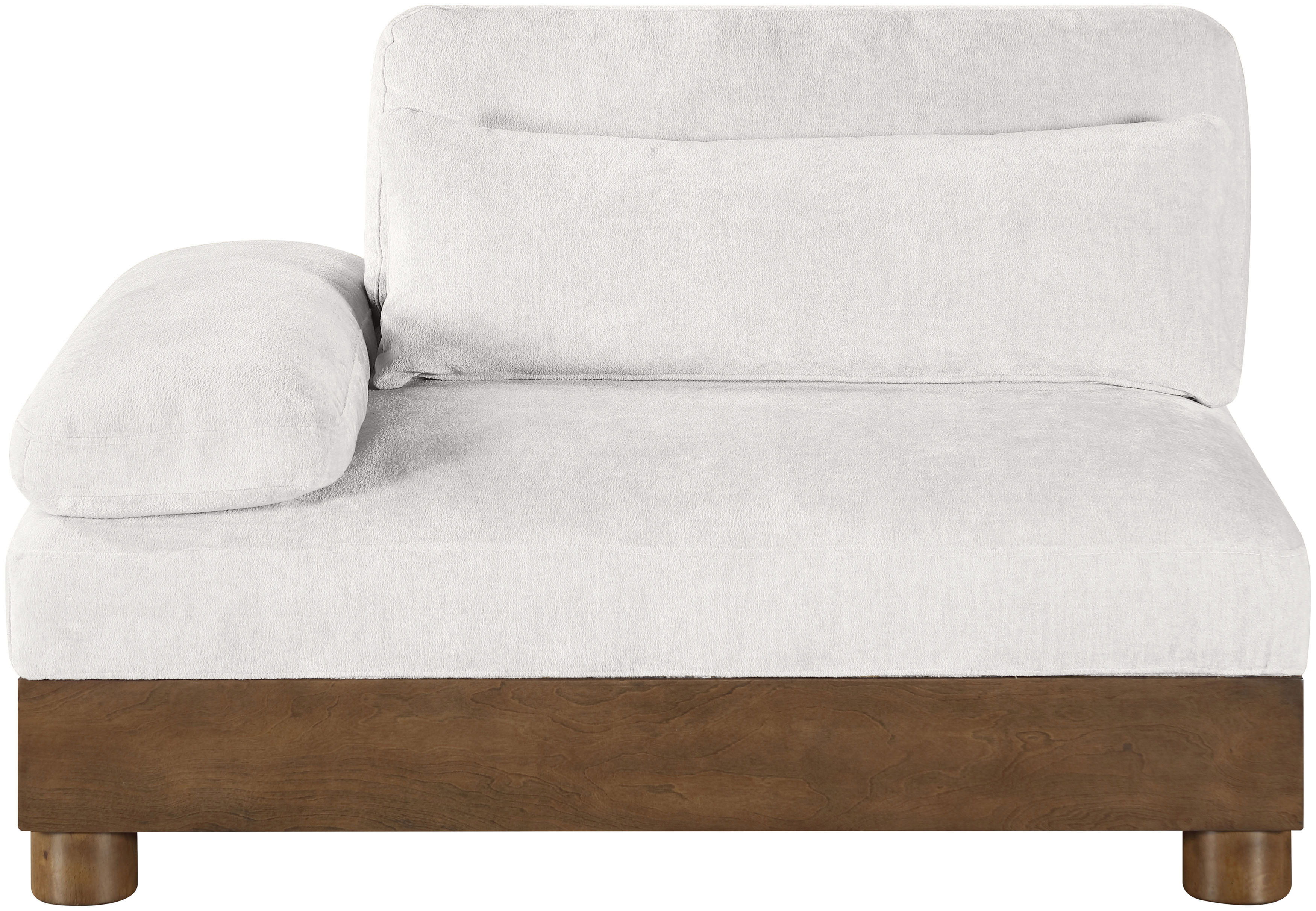 Turin - Chenille Fabric Upholstered Modular Left Arm Chair - Cream / Brown Walnut