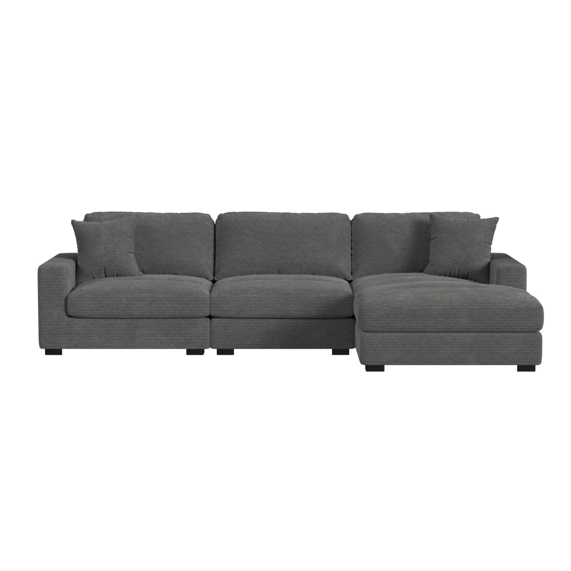 Arizona - Modular 3 Piece Sectional Set With RHF Chaise - Steno Charcoal
