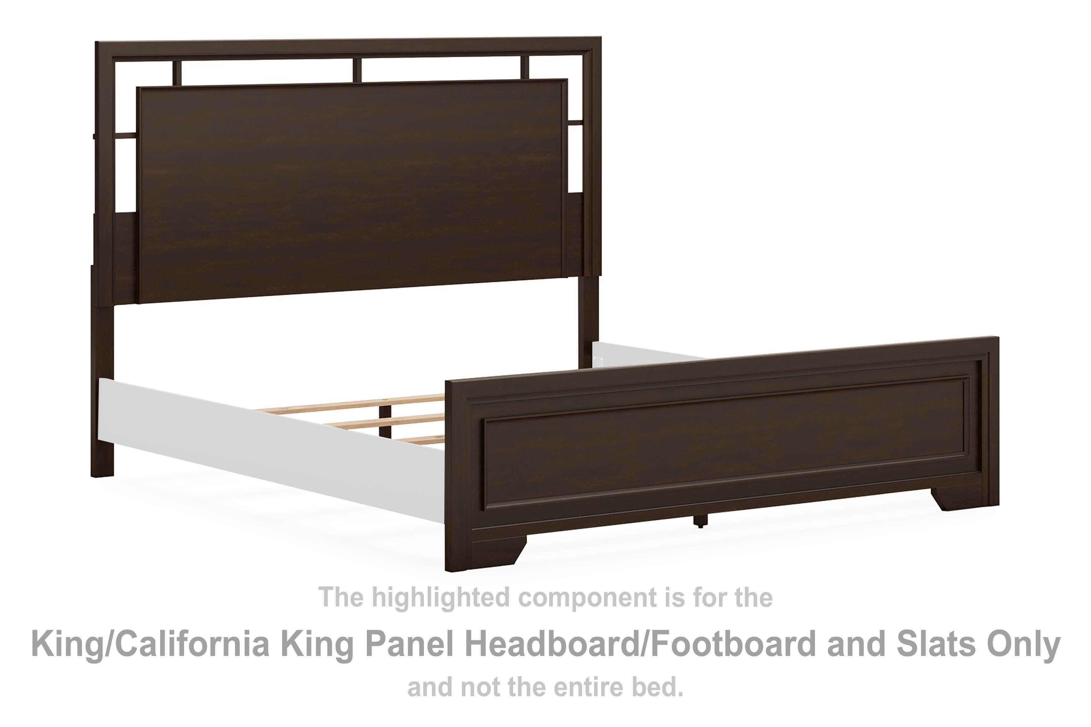 Covetown – King/California King Panel Headboard/Footboard and Slats – Dark Brown