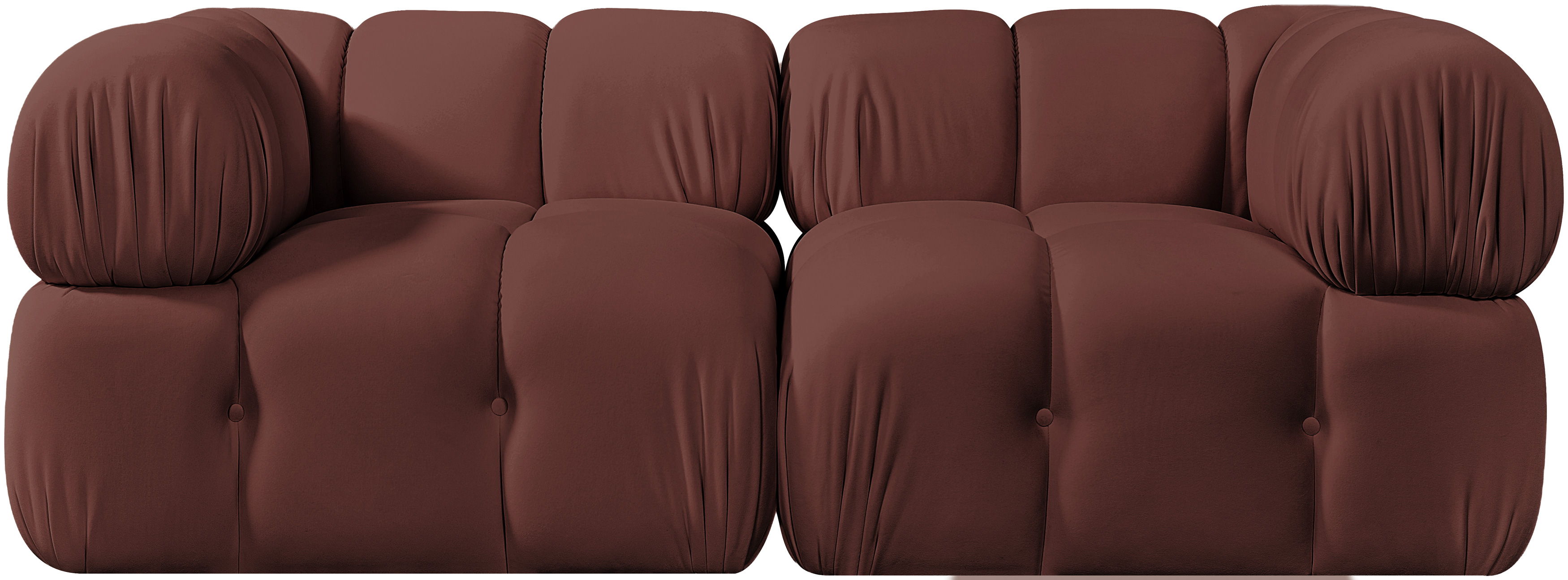 Orin - Velvet Performance Fabric Upholstered 2 Piece Modular Sofa (2 Corner Chairs) - Rose