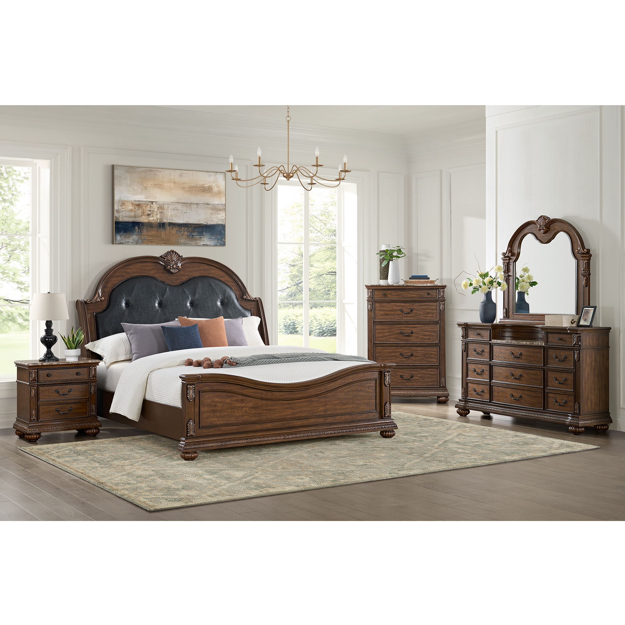 Cadenza - Queen Upholstered Bed With Black PU - Brown