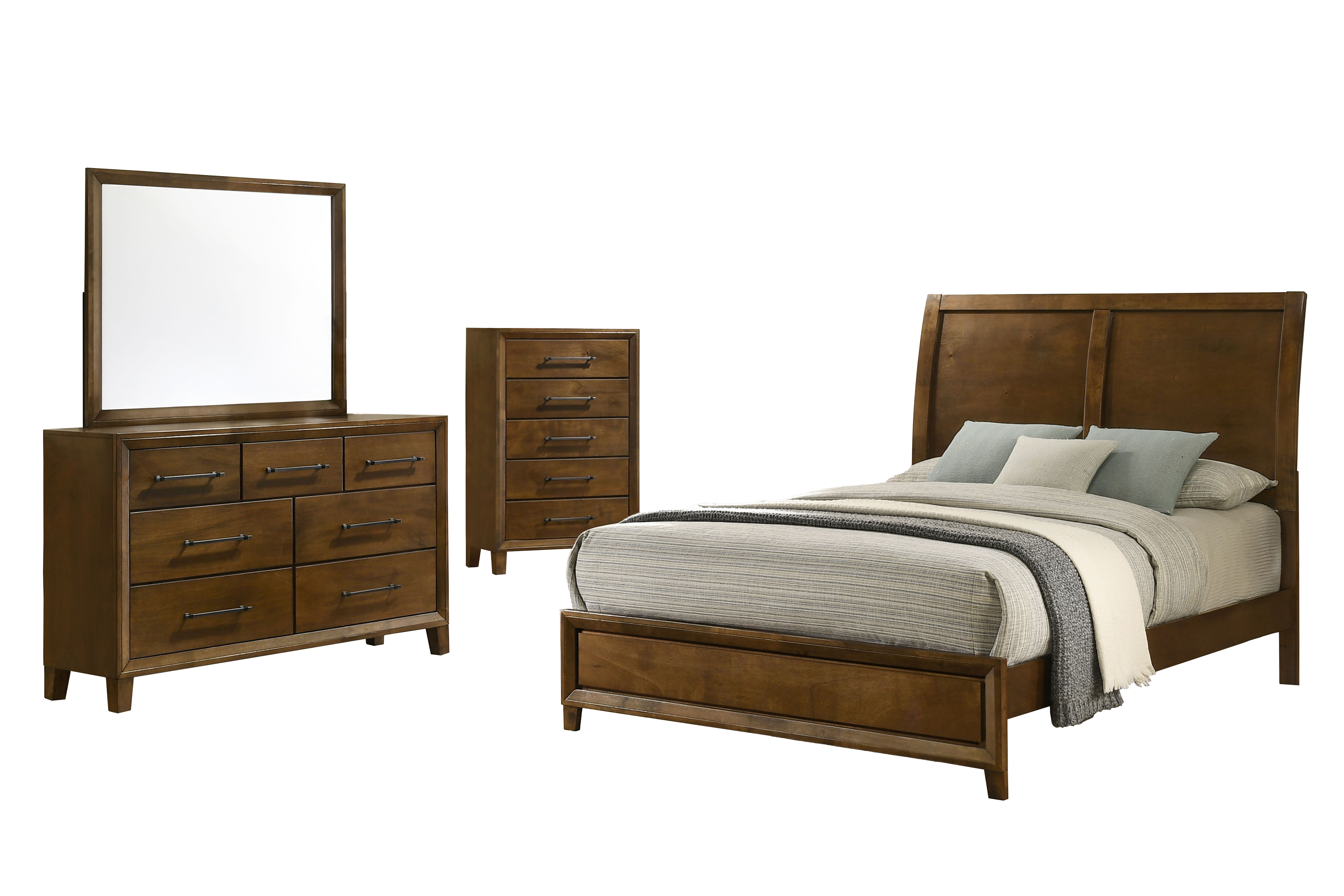 Queen · 4 Pc · Bed, Dresser, Mirror, Chest